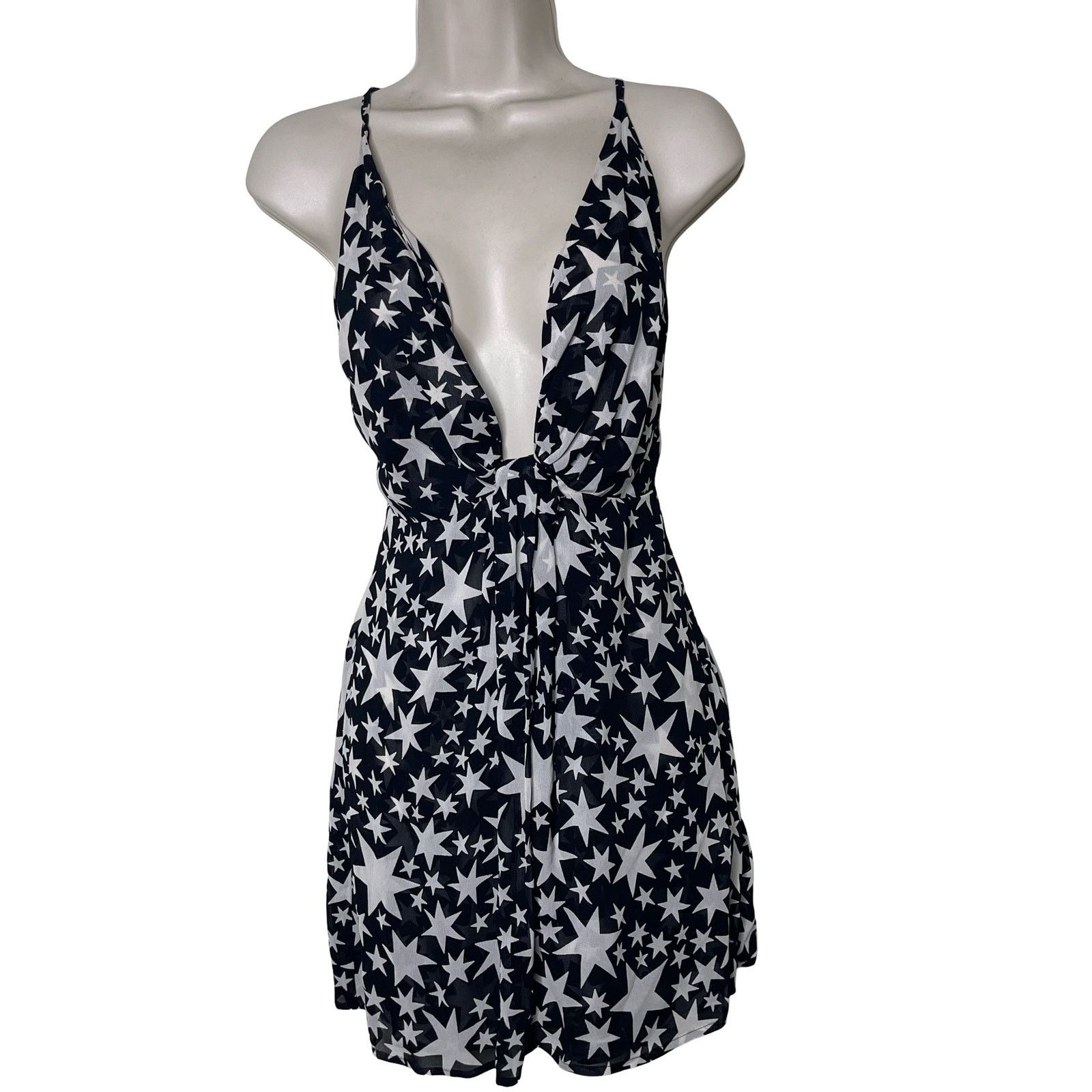 Reformation Reformation Black Star Print Sleeveless “Cosmo” Mini Dress Size XS / US 0-2 / IT 36-38 - 1 Thumbnail