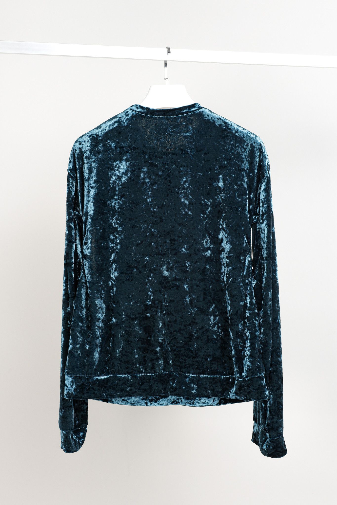 KOZABURO Kozaburo Teal Velvet Long Sleeve Cut-Outs Top Size L / US 10 / IT 46 - 2 Thumbnail
