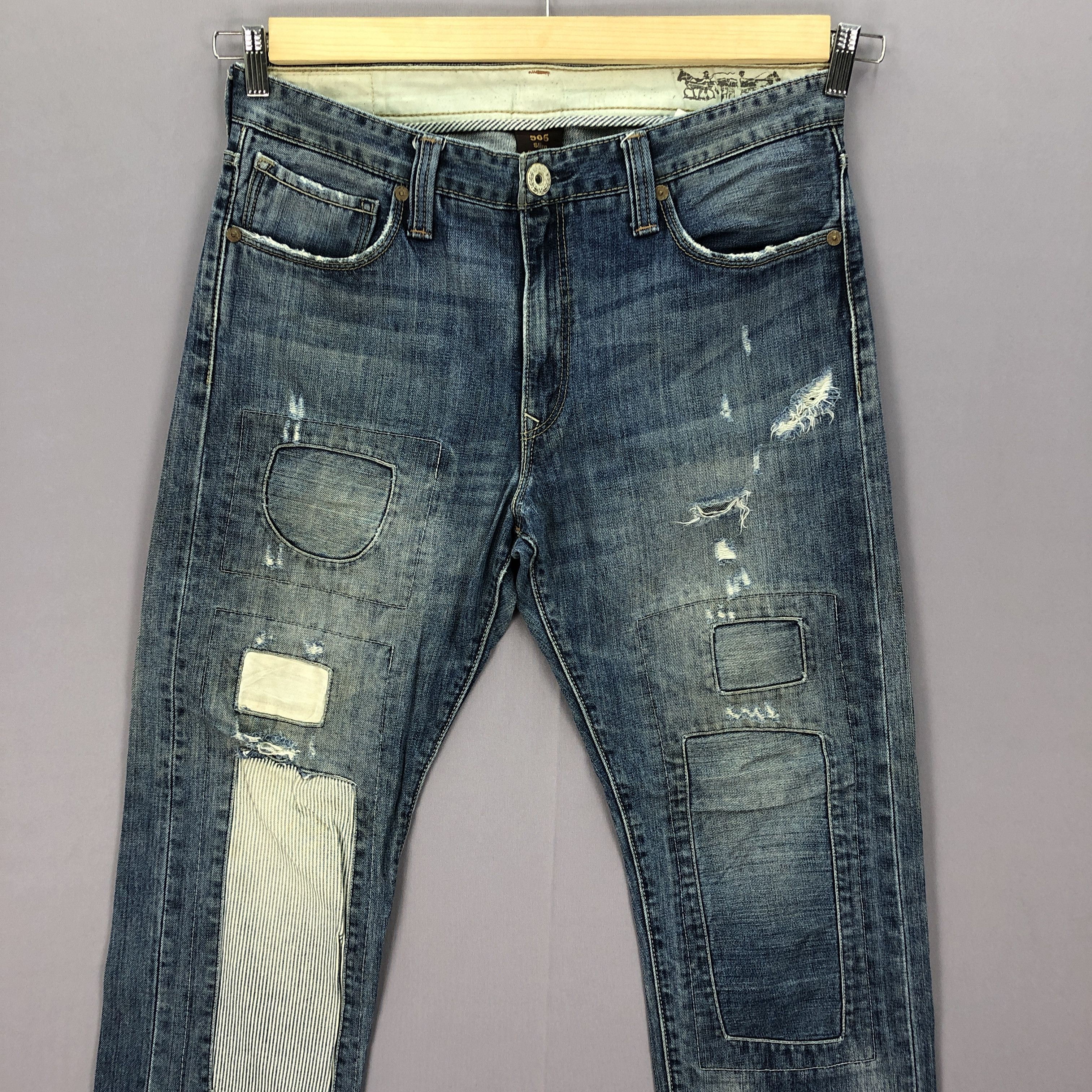 Jean Vintage Levis 550 Patchwork Distressed Jeans Levi's Denim Size US 34 / EU 50 - 5 Thumbnail