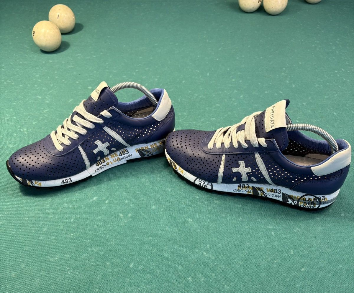 Premiata PREMIATA Lucy Lacer Men's Blue Perforated Leather Sneakers Size US 8 / EU 41 - 1 Thumbnail