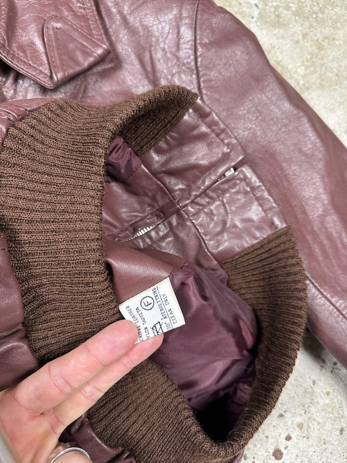 Other Vintage 90s Burgundy Genuine Leather Bomber Utility Jacket Size US XS / EU 42 / 0 - 9 Thumbnail