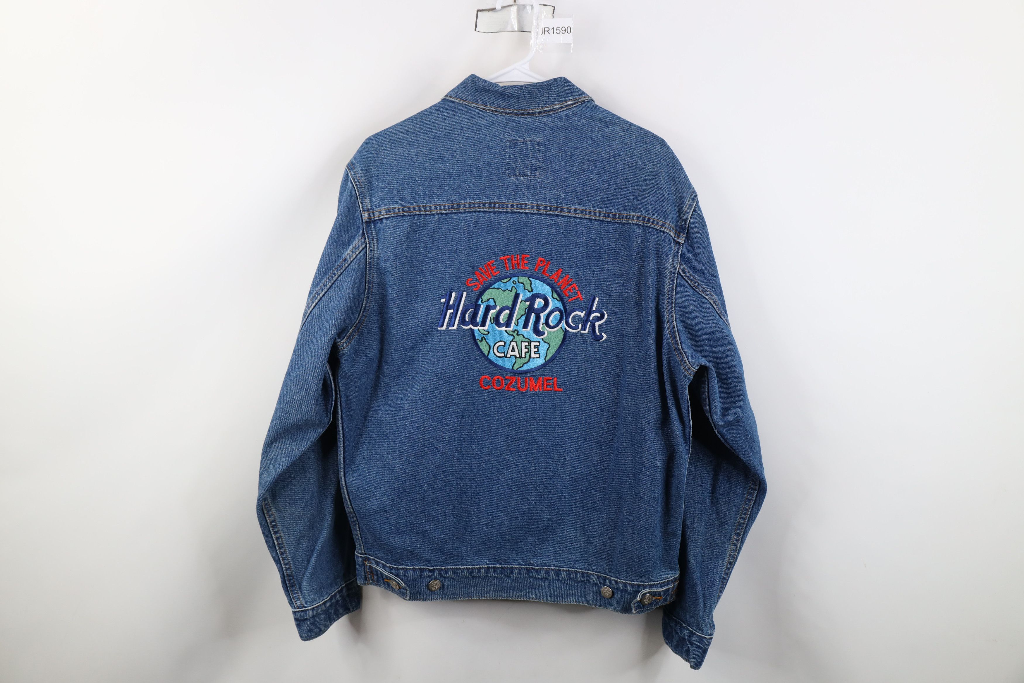 Hard Rock Cafe Vintage 90s Hard Rock Cafe The Planet Denim Trucker Jacket Size US M / EU 48-50 / 2 - 1 Thumbnail