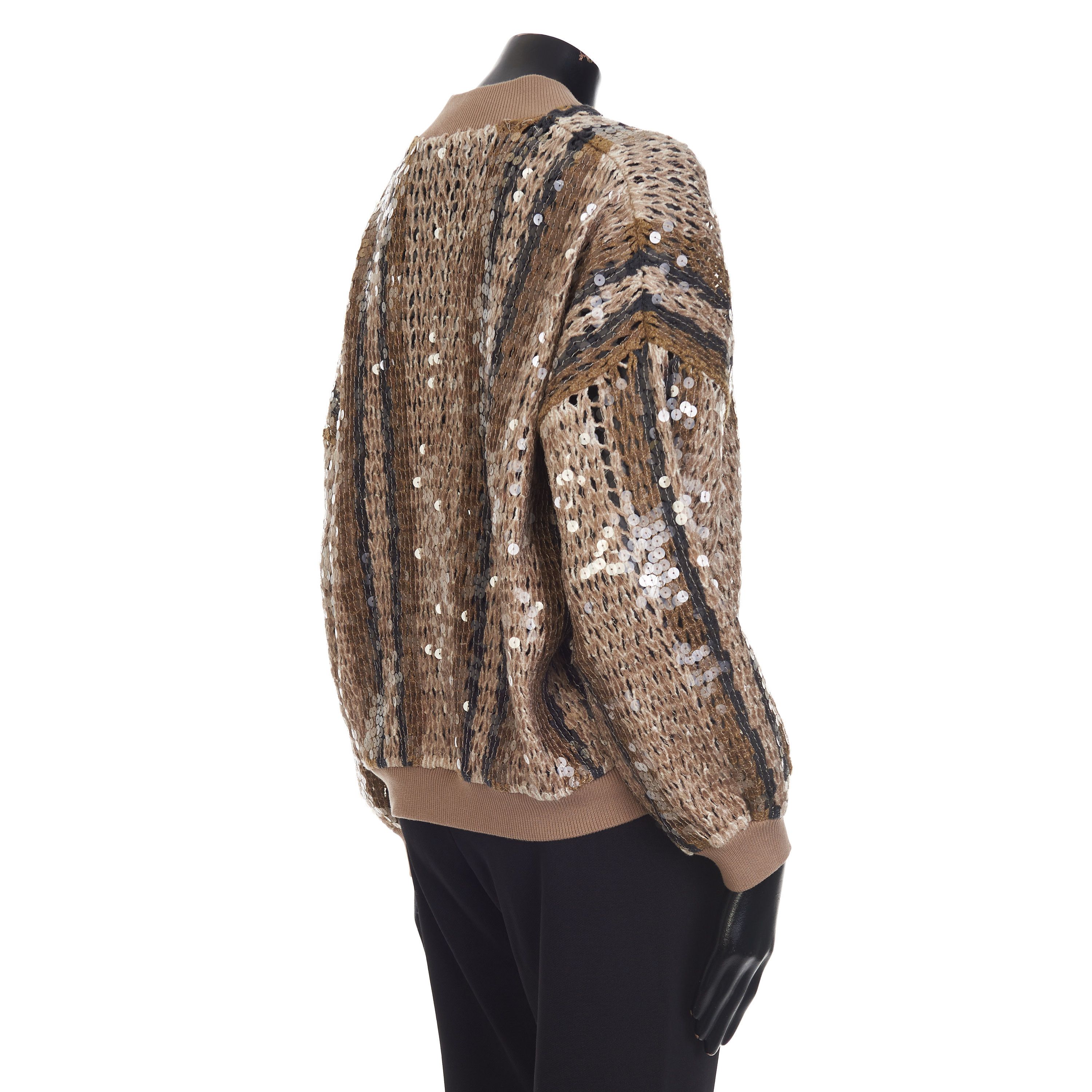 Brunello Cucinelli Stripe Embroidery Bomber Jacket - Jute & Cotton Size M / US 6-8 / IT 42-44 - 11 Thumbnail