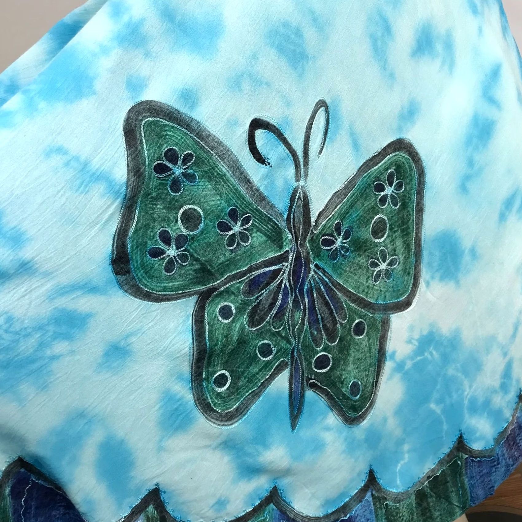 Vintage SAKKAS BUTTERFLY DRESS BLUE ONE SIZE ROUND NECK SLEEVELESS WOMEN'S Size ONE SIZE - 4 Thumbnail