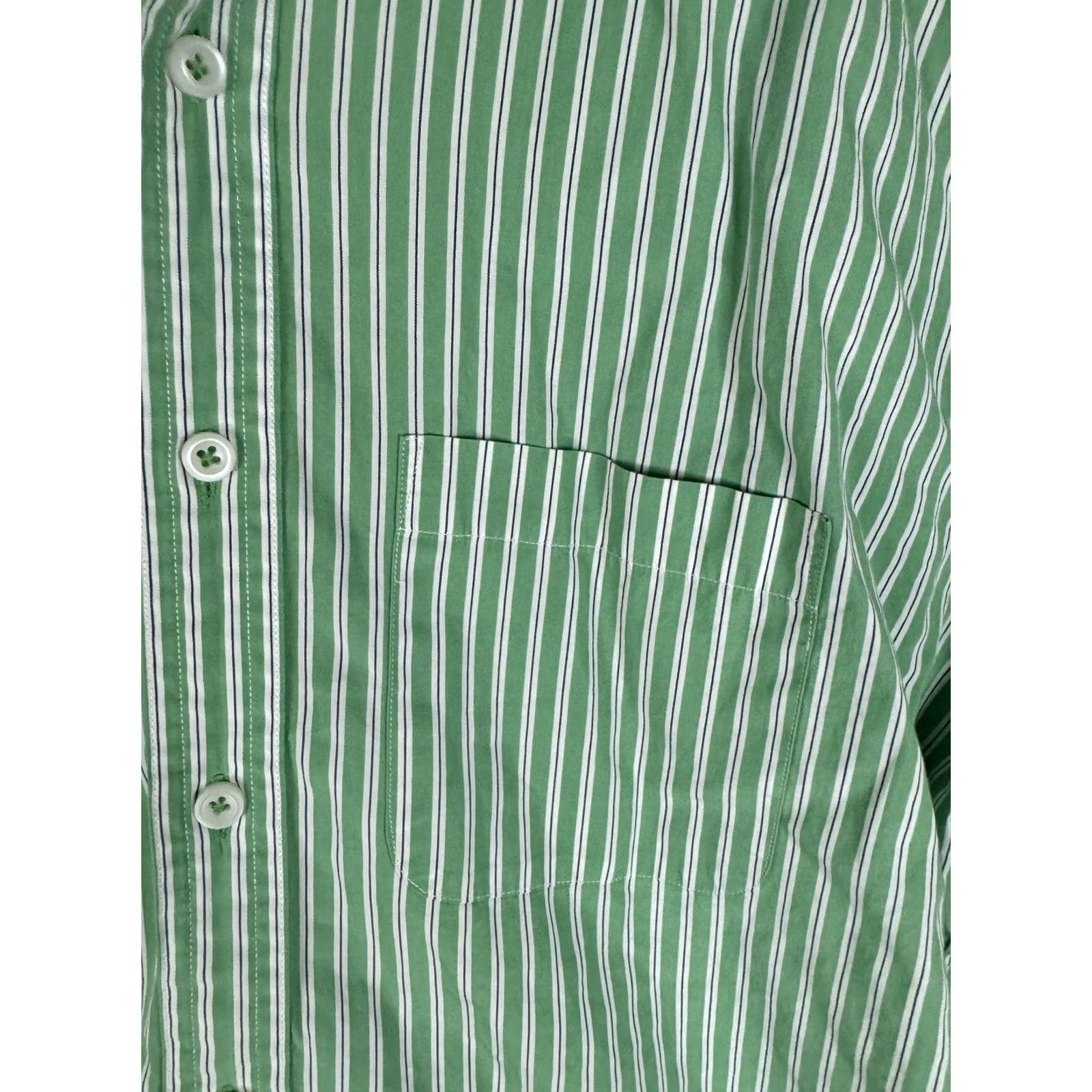 Brooks Brothers Brooks Brothers Shirt Mens Large Green White Stripe Button Front Cotton Size US L / EU 52-54 / 3 - 5 Thumbnail
