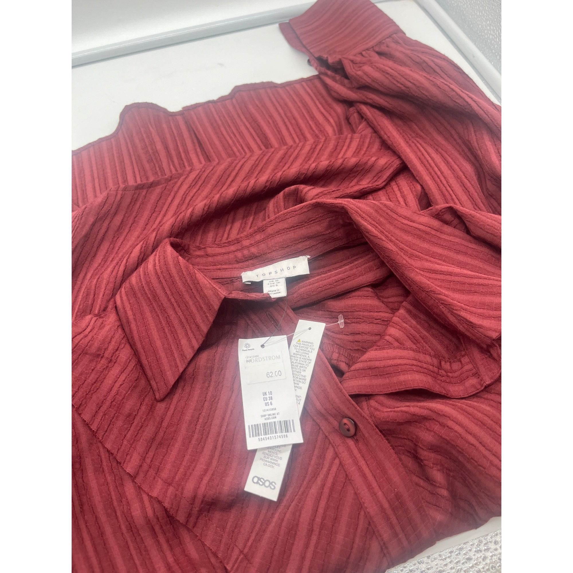 Topshop Topshop textured panel shirt in berry, Sz. 6 Size M / US 6-8 / IT 42-44 - 7 Thumbnail