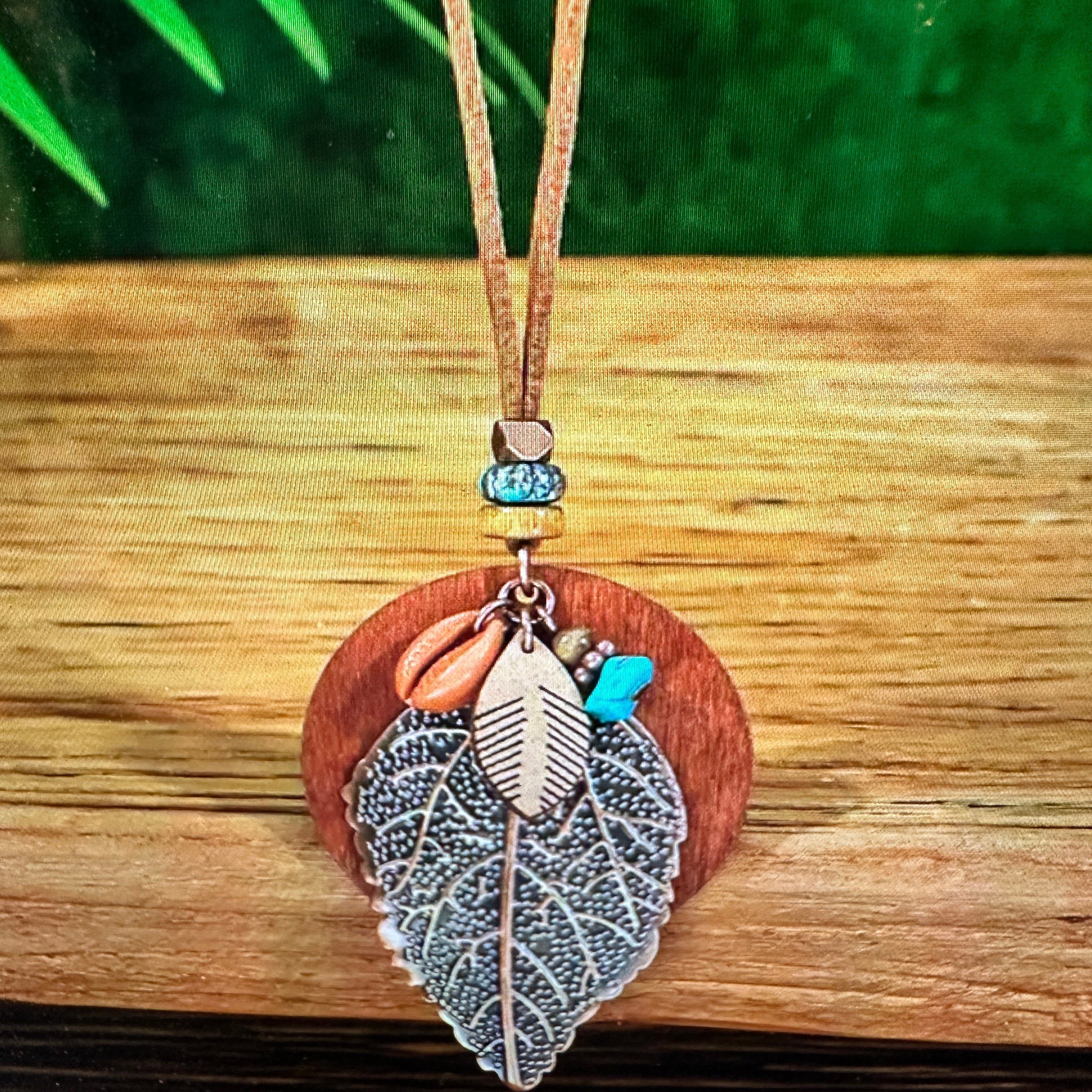 Other Bohemian Retro Copper Leaf Pendant Necklace Earrings Set For Size ONE SIZE - 7 Thumbnail