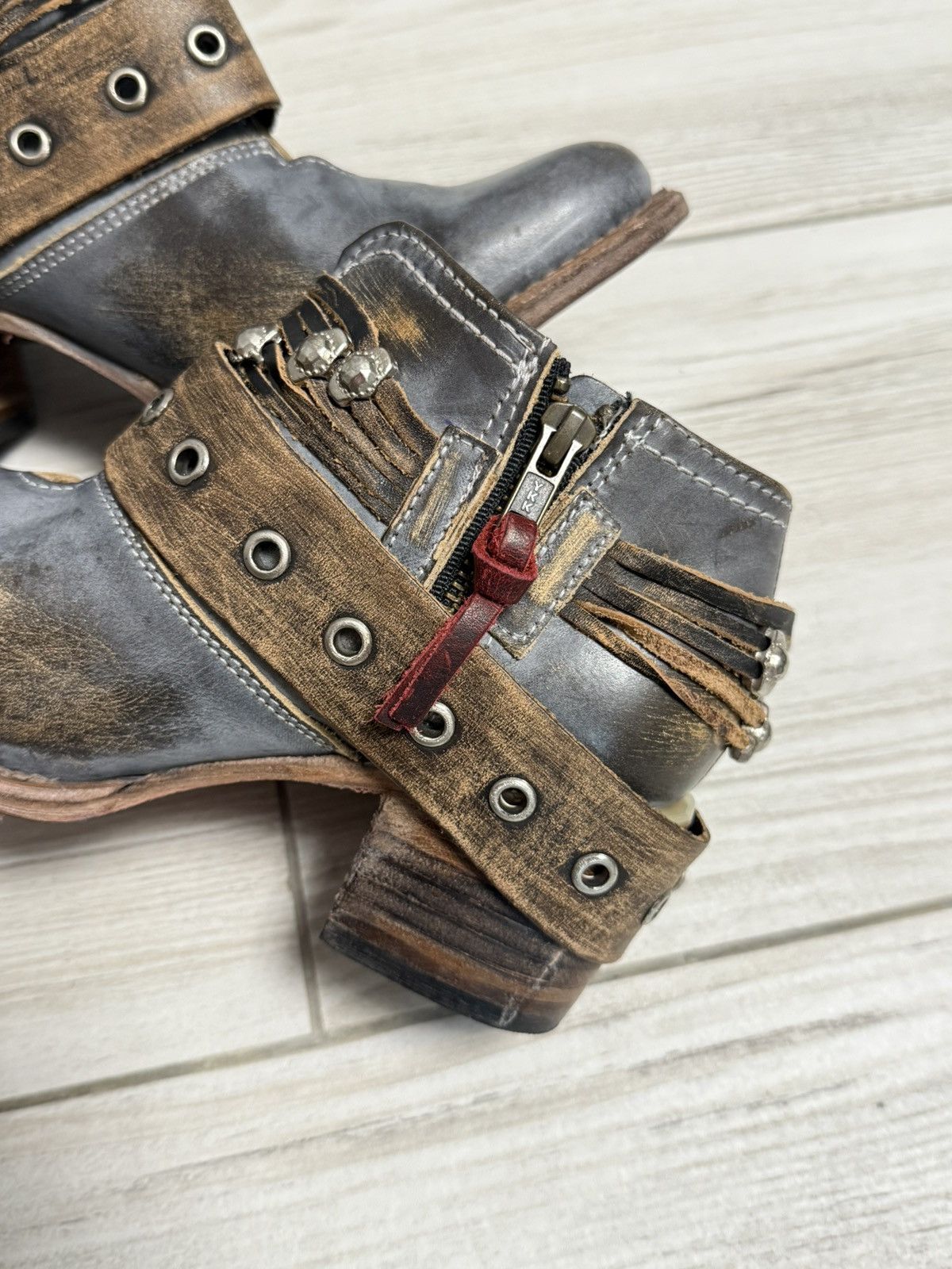 FREEBIRD Avant-garde handmade leather Cossack boots from Mexico Size US 9 / IT 39 - 8 Thumbnail