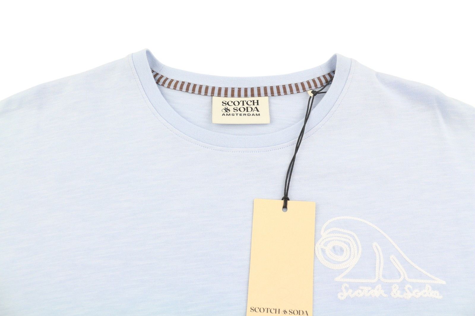 Scotch & Soda M Blue Melange Cotton Embroidered T-Shirt 88587 Size US M / EU 48-50 / 2 - 4 Thumbnail