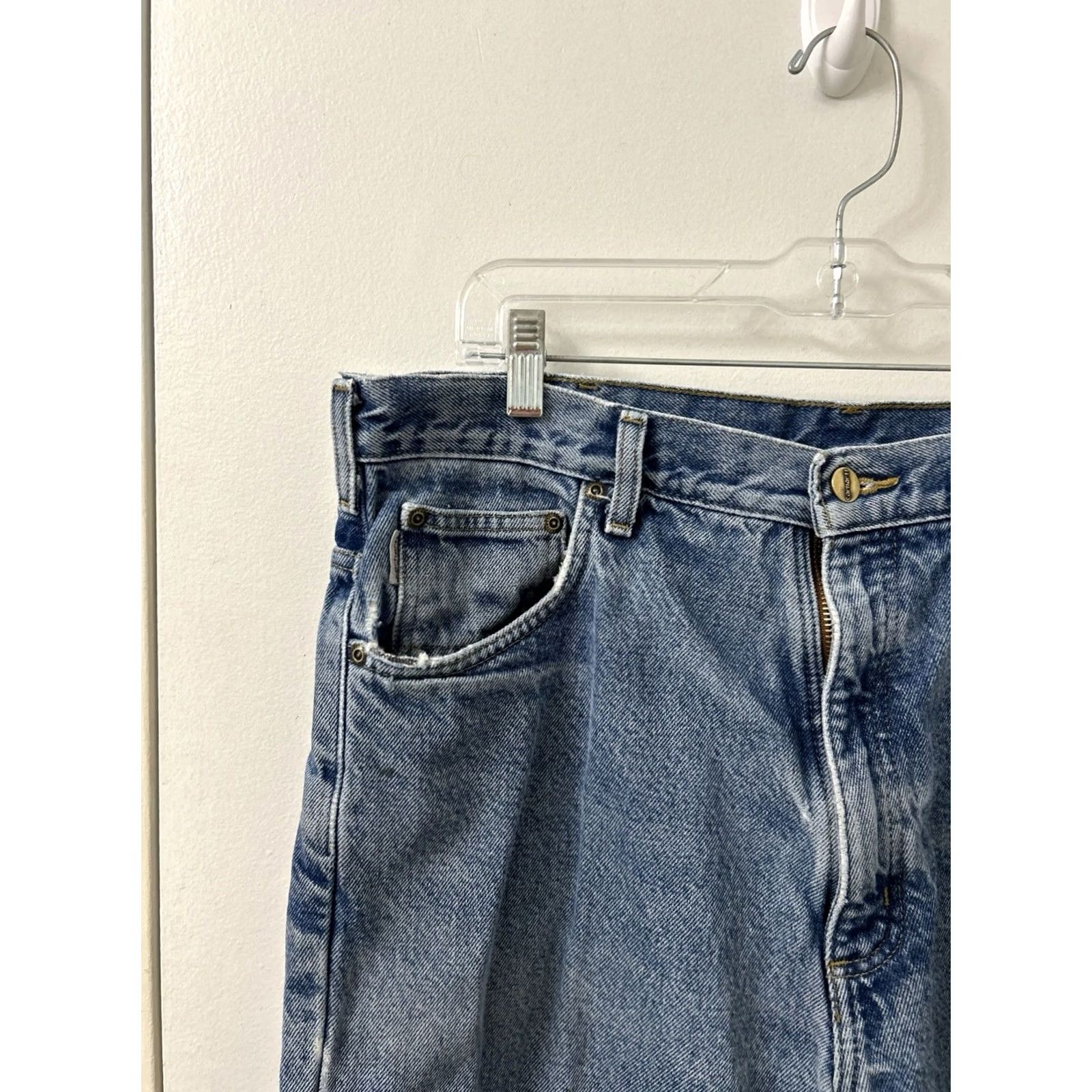 Carhartt VINTAGE Carhartt Jeans Mens 36x36 Blue Plaid Flannel Lined YKK Relaxed Fit Denim Shirt? Size US 36 / EU 52 - 4 Thumbnail