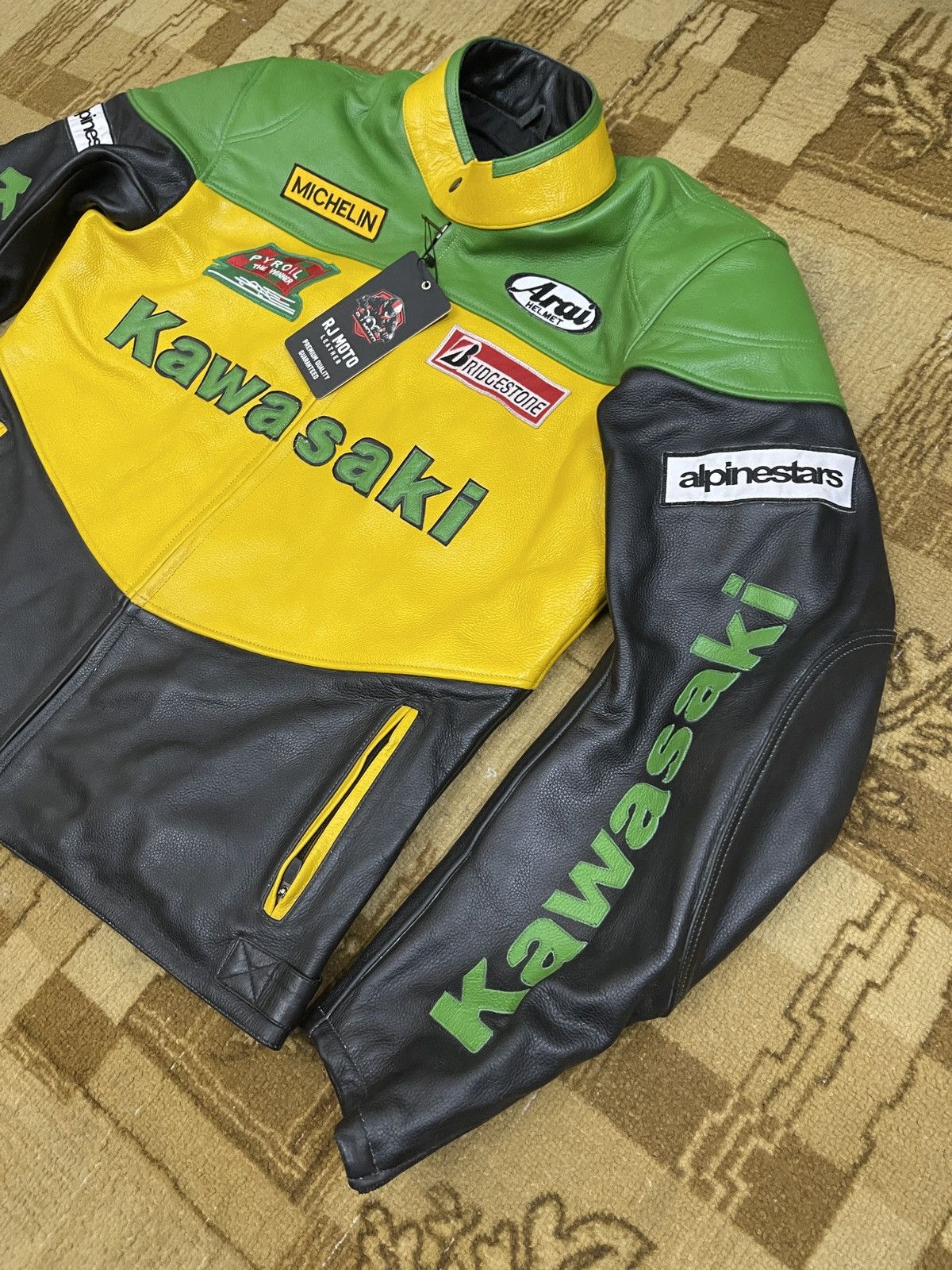Other Vintage Kawasaki Racing Leather Jacket Mens XL - Women’s XXL Size US XL / EU 56 / 4 - 2 Thumbnail