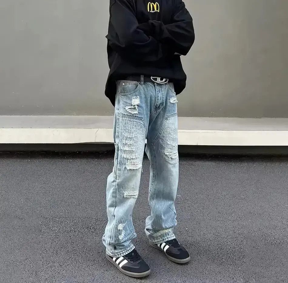 Japanese Brand Street washed ripped hip hop jeans Size US 32 / EU 48 - 1 Thumbnail
