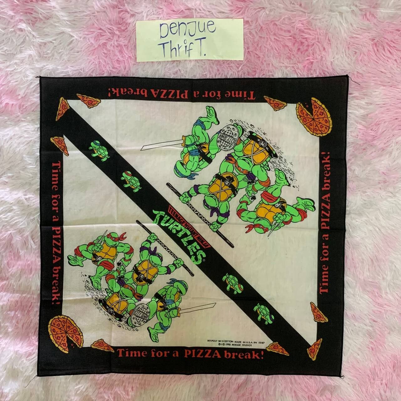 Cartoon Network × Vintage RARE Vintage Teenage Mutant Ninja Turtles 1990 Handkerchief Size ONE SIZE - 1 Thumbnail