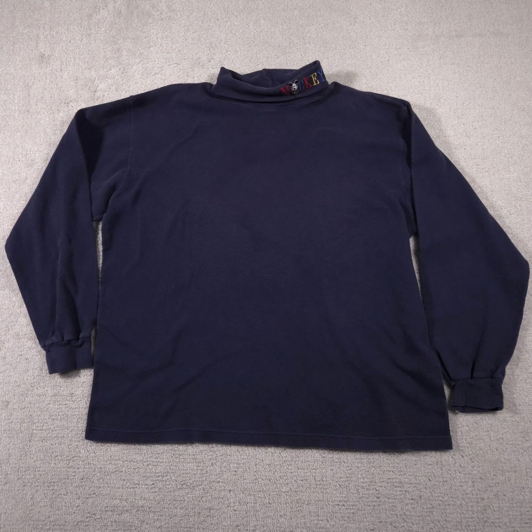 Disney VINTAGE Disney Mickey & Co Sweatshirt Mens XL Navy Mock Neck 90s Style Embroidered Logo Cotton Pullover Size US XL / EU 56 / 4 - 2 Thumbnail