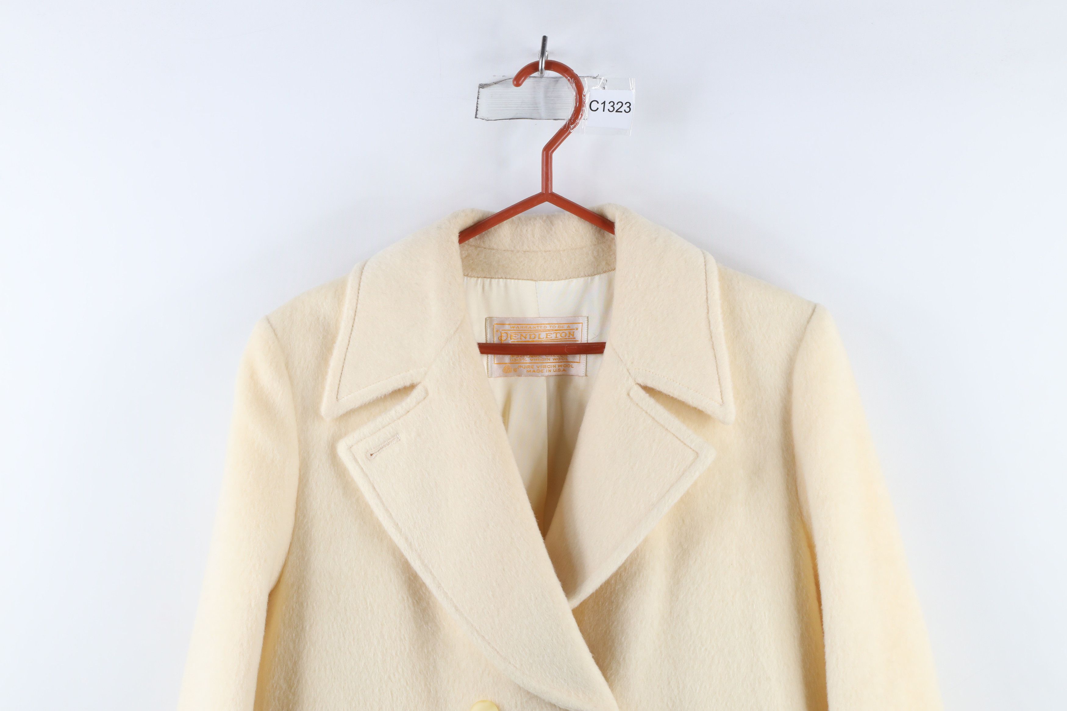 Pendleton × Vintage Vintage 70s Pendleton Wool Trench Coat Jacket Cream USA Size L / US 10 / IT 46 - 2 Thumbnail