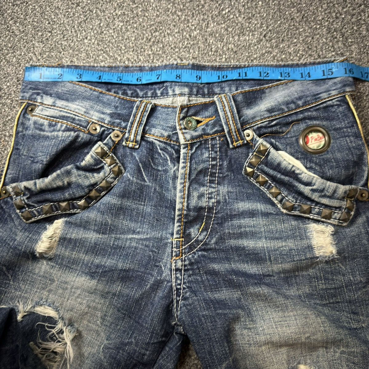 Le Grande Bleu (L.G.B.) 90s Flared Studded Opium Studio PR Denim Undercover Style Size US 32 / EU 48 - 18 Thumbnail