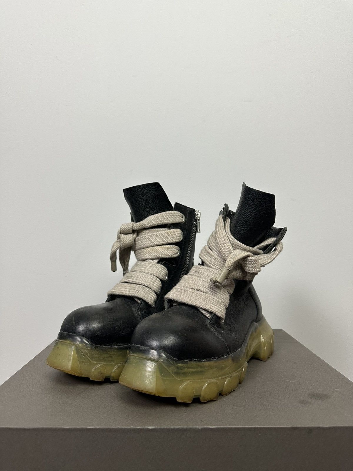 Pre-owned Rick Owens Fw22 ‘strobe' Jumbo Lace Bozo Boots In Black