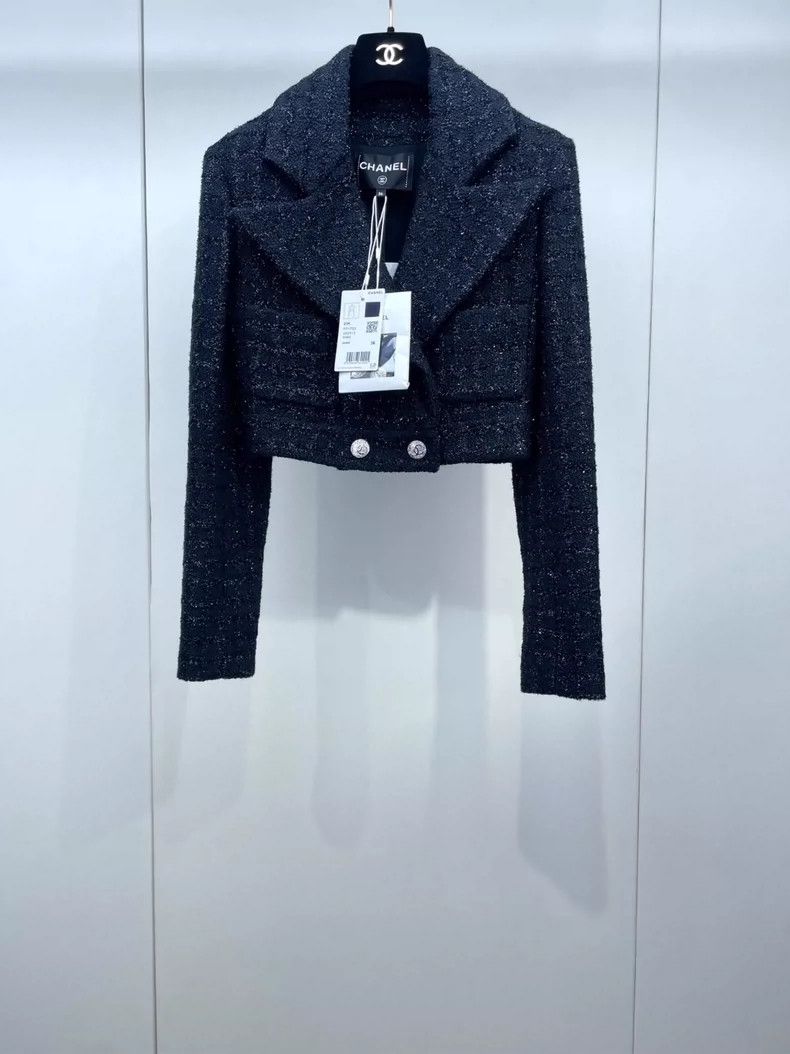 Chanel 21K black fine tweed braided short jacket 2504-Nexta