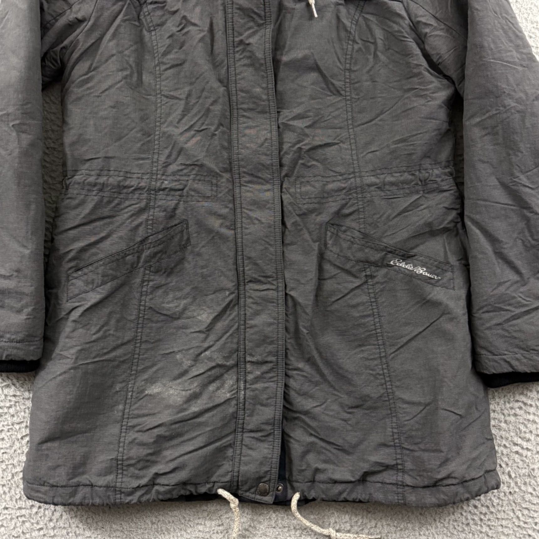 Eddie Bauer Eddie Bauer Womens Jacket Parka Hooded Insulated L Gray Fur Trim Plaid 31 Inch Mid-Length Womens Large Adults Womens Size L / US 10 / IT 46 - 2 Thumbnail