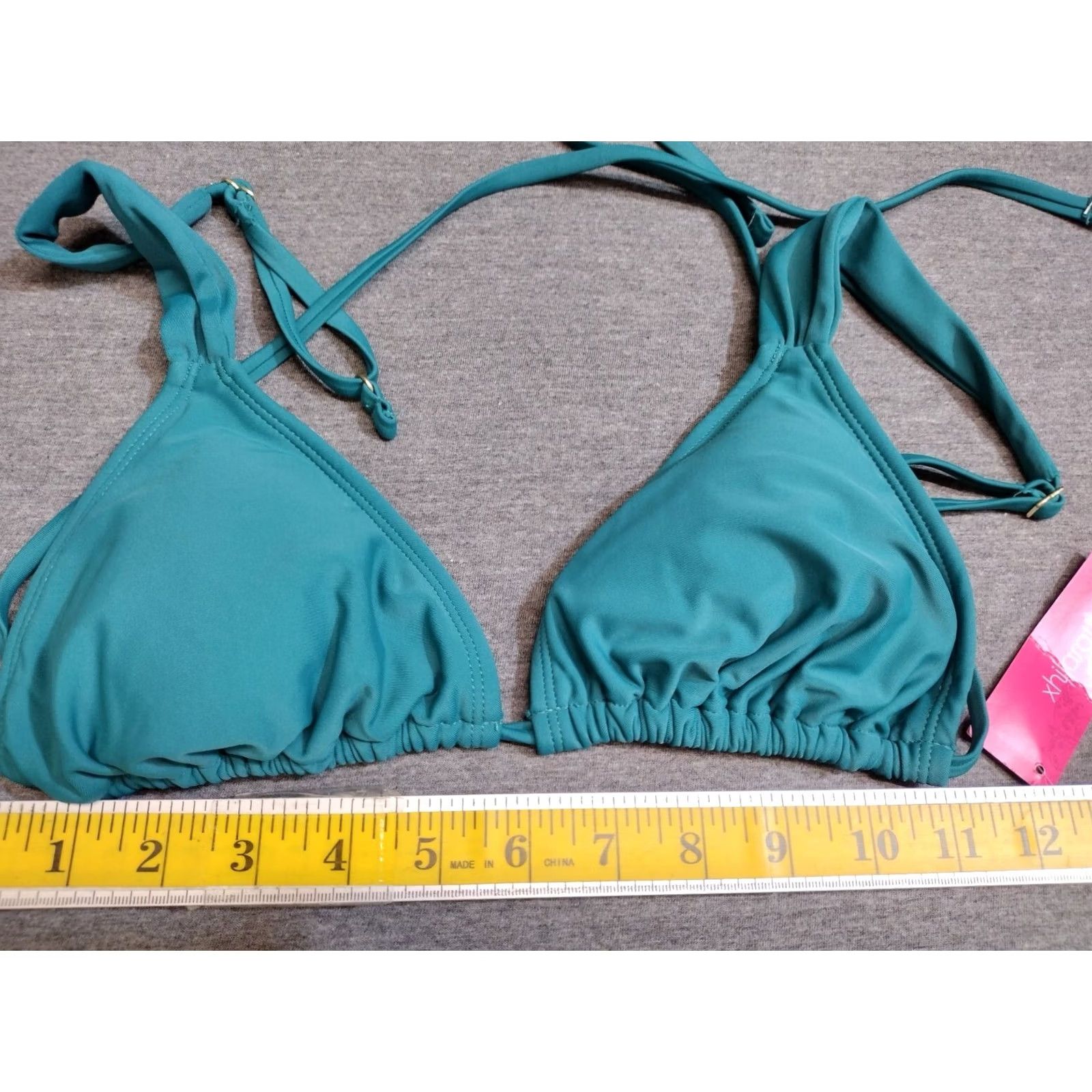 Vintage Xhilaration Women's Triangle Bikini Top XL Green Padded Spaghetti Strap Swim Top Size XL / US 12-14 / IT 48-50 - 4 Thumbnail