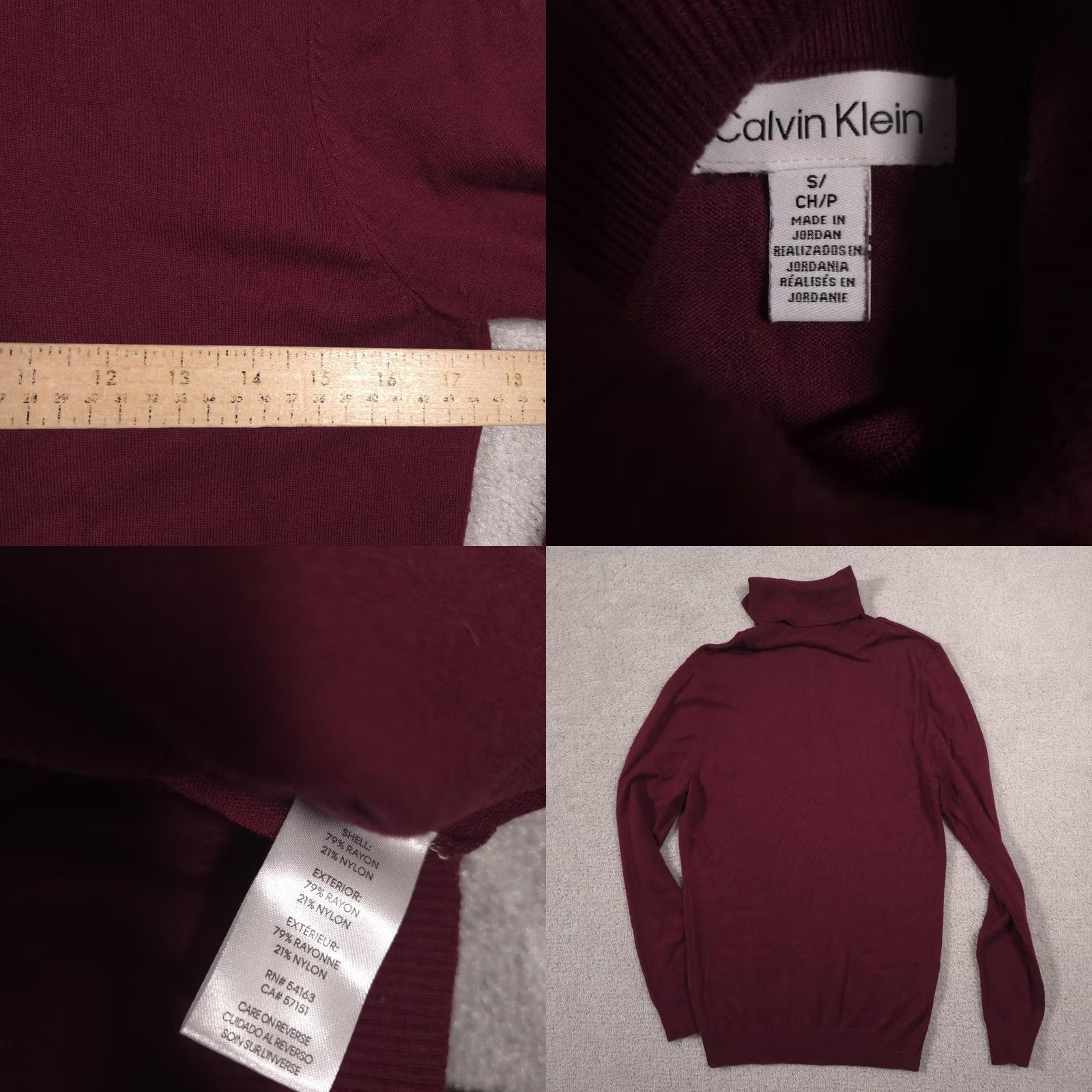 Calvin Klein Calvin Klein Sweater Mens Small Red Turtleneck Lightweight Rayon Knit Pullover Size US S / EU 44-46 / 1 - 8 Thumbnail