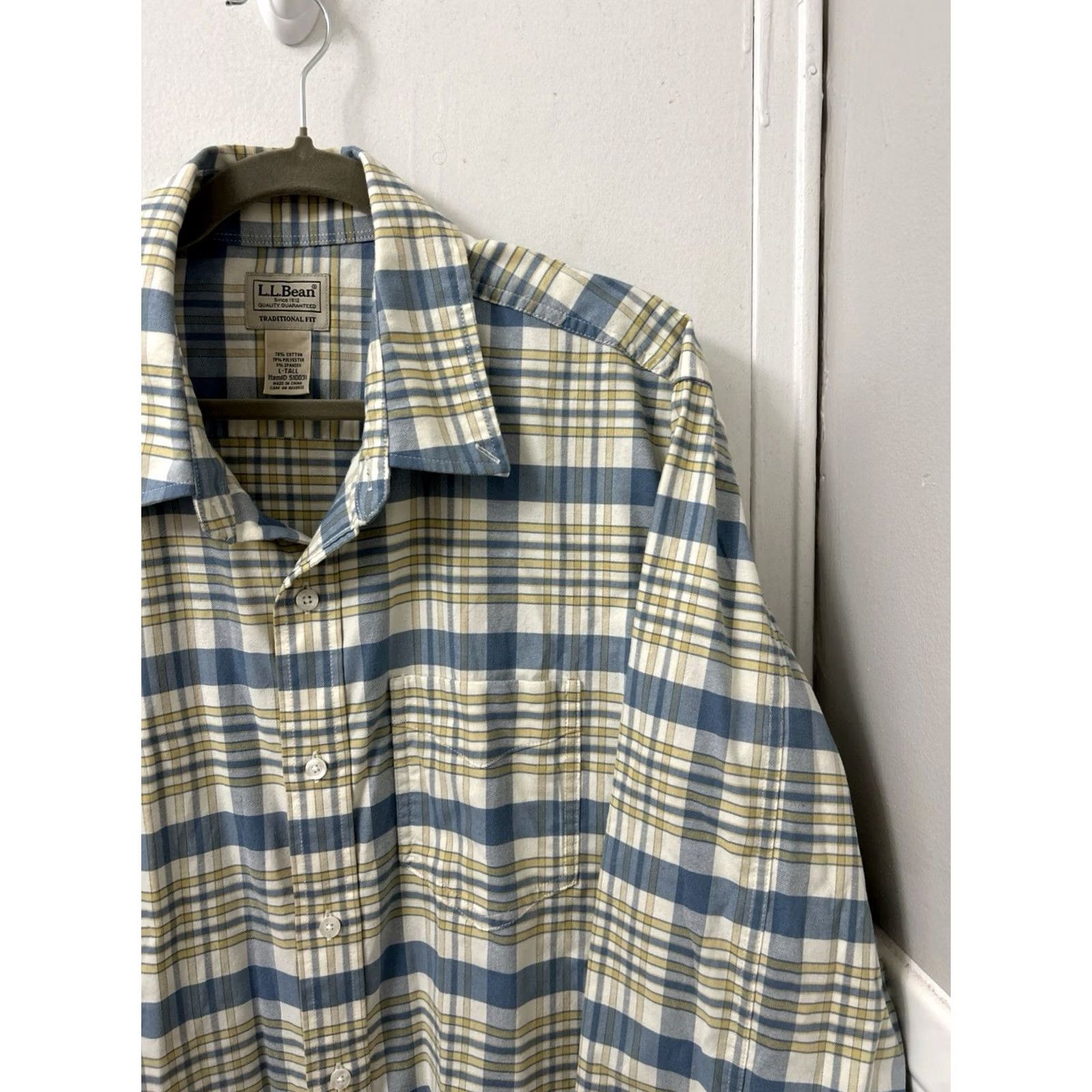 Vintage LL Bean Comfort Stretch Oxford Shirt Mens L Tall Blue Plaid Traditional Button-Up Size US L / EU 52-54 / 3 - 4 Thumbnail