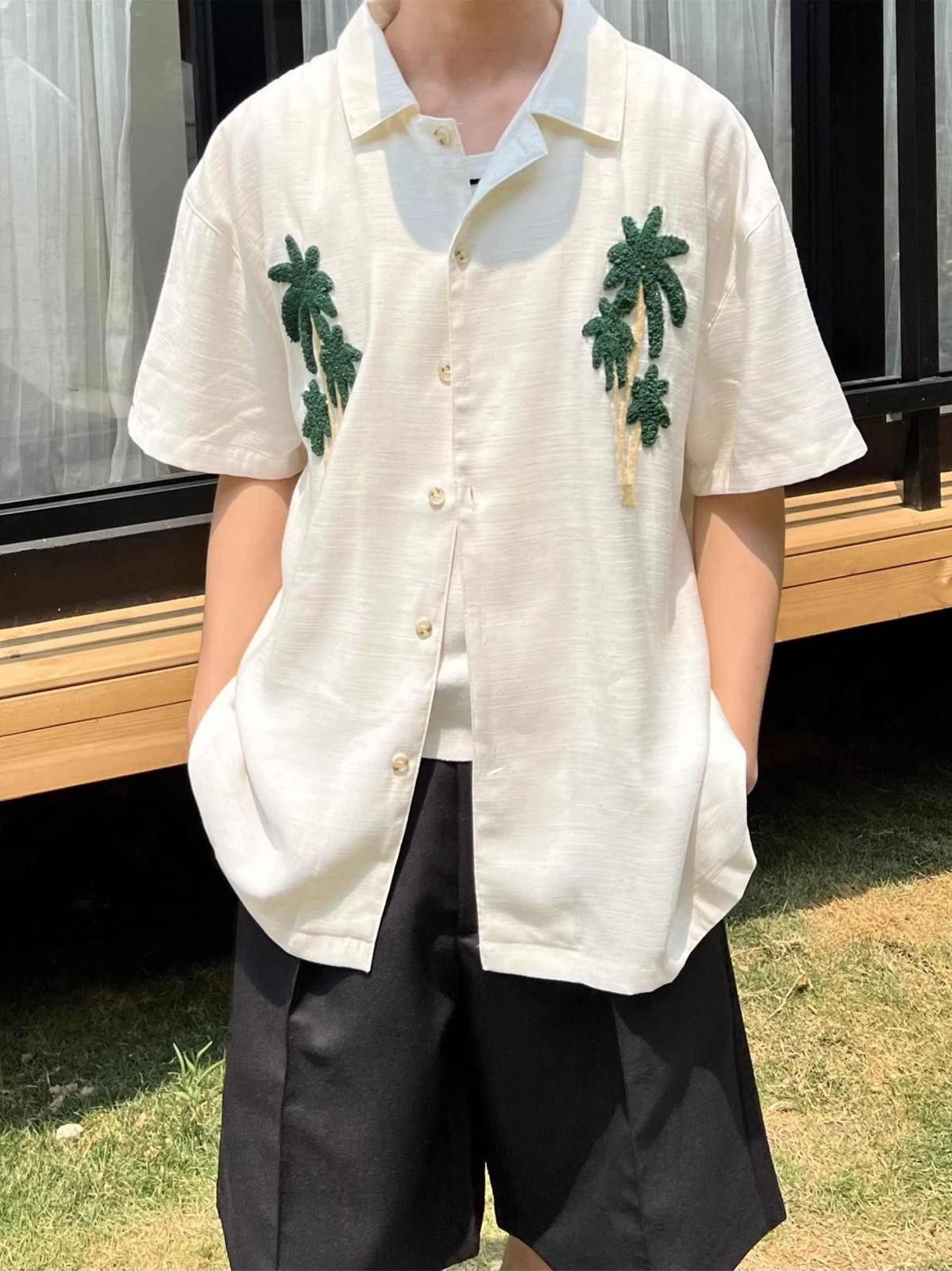 Vintage Tropical Palm Embroidered Short Sleeve Shirt Size US M / EU 48-50 / 2 - 1 Thumbnail