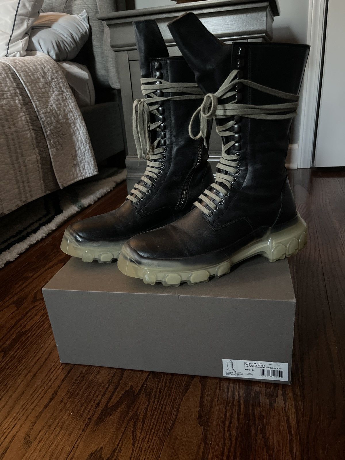 image of Rick Owens Runway Sisyphus Tractor Boots - Size 43 - in Black, Men's