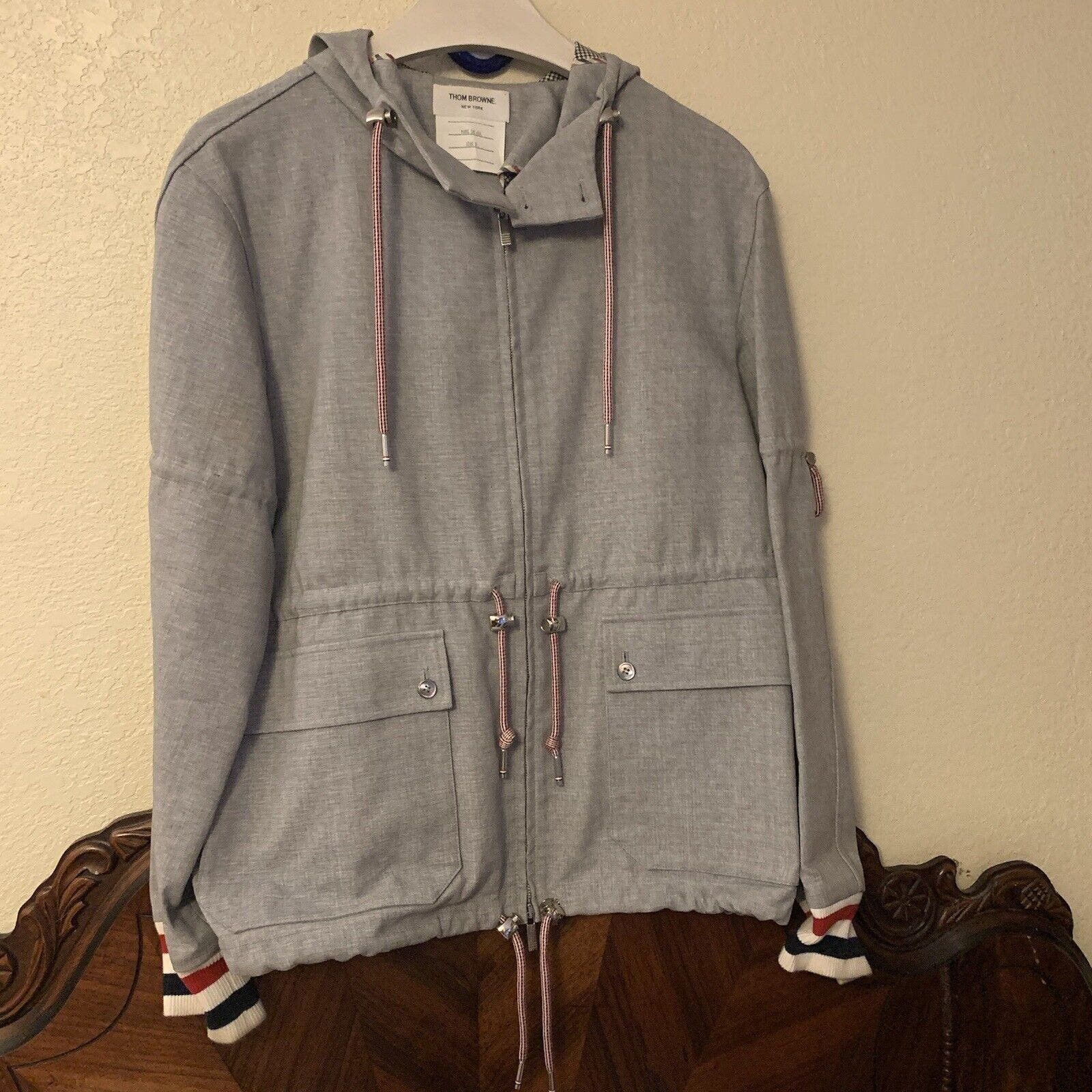 image of Thom Browne Engineered Wool Parka Anorak Size 3 L Preown in Grey, Men's
