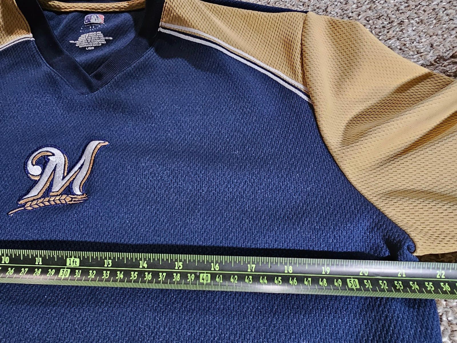 MLB Milwaukee Brewers Jersey T Shirt Men’s L Large MLB Size ONE SIZE - 3 Thumbnail