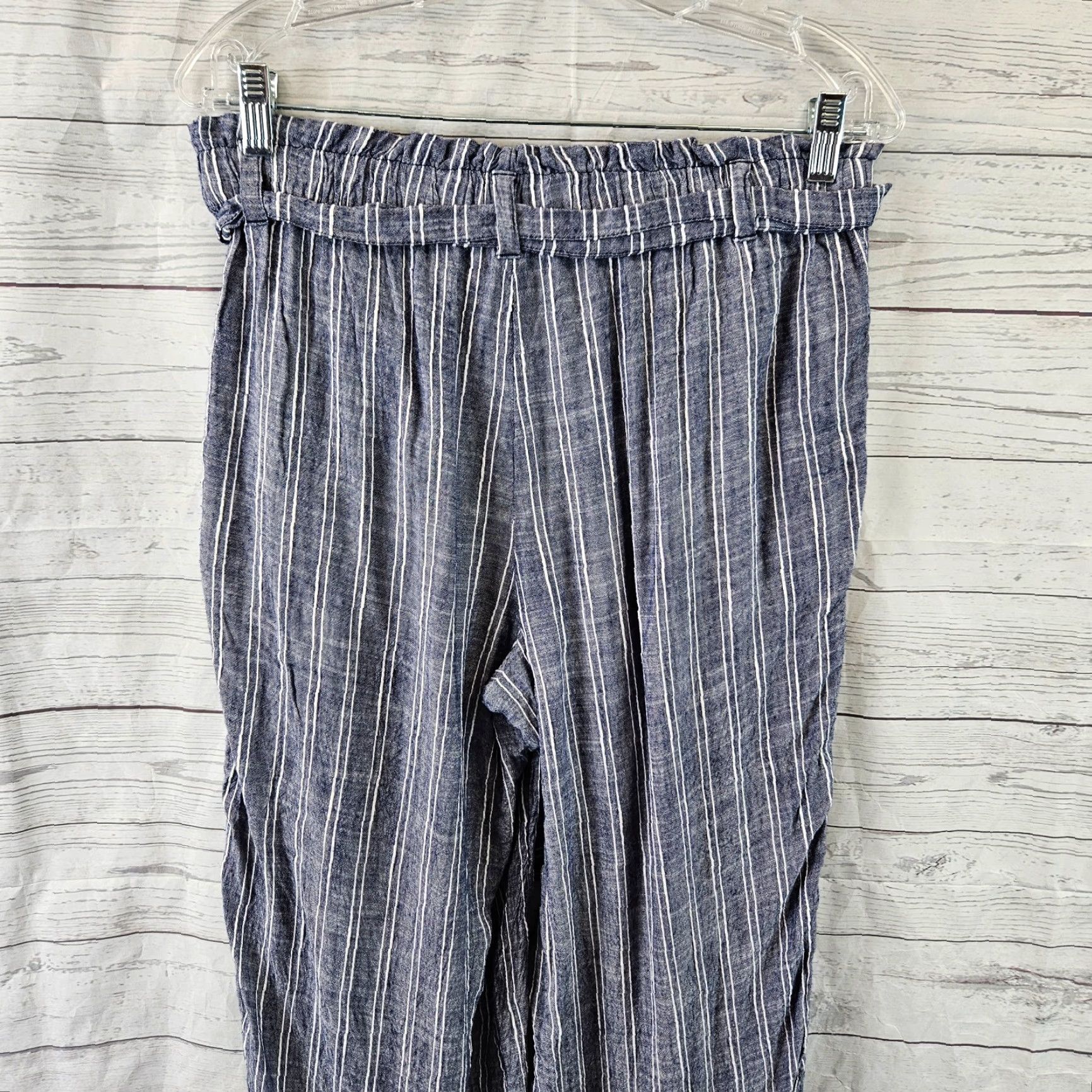 Loft VINTAGE LOFT Beach Cropped Pants Womens Small Blue White Belted Elastic Waist Shirt? Size 28" / US 6 / IT 42 - 4 Thumbnail