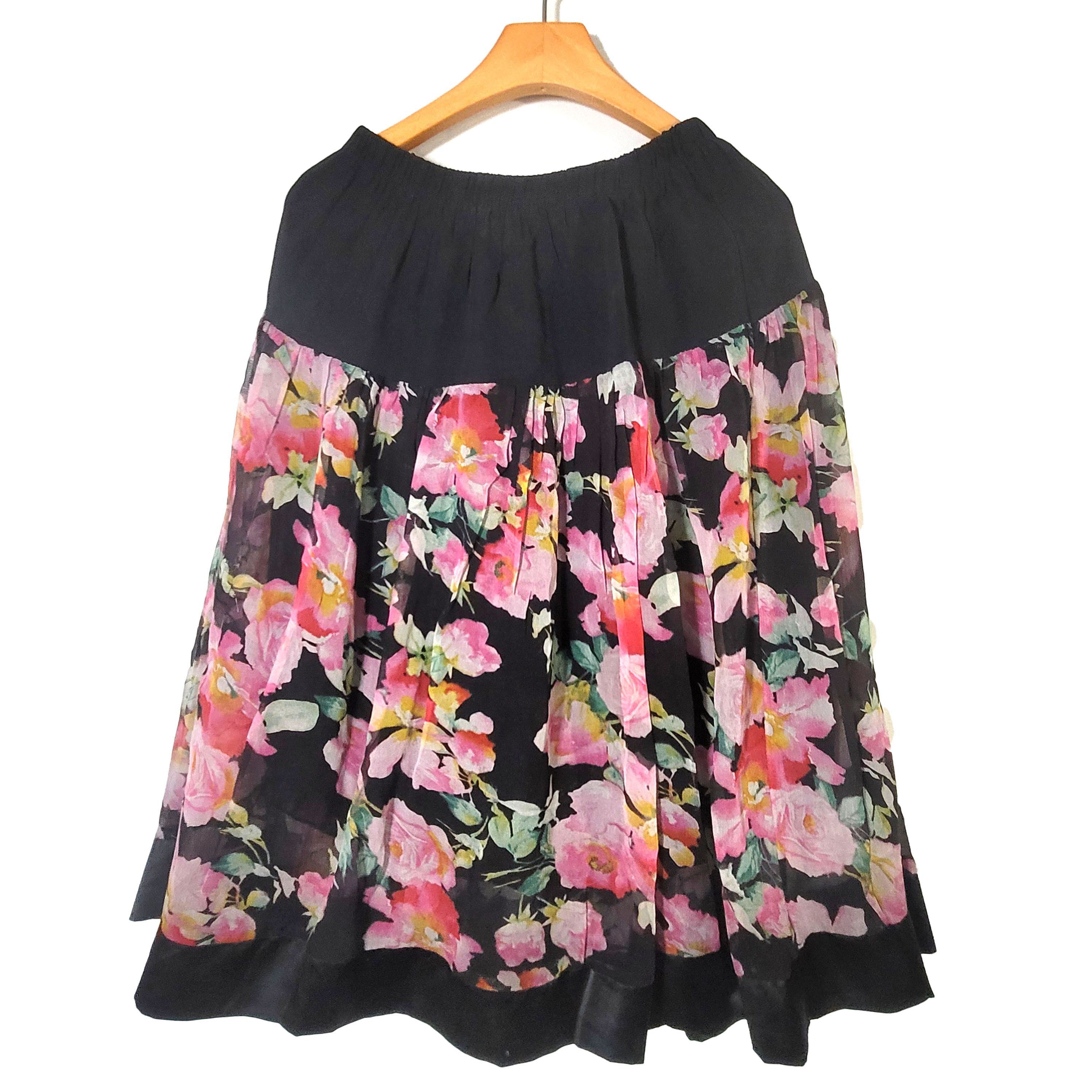 Other Women's 100% Silk A-Line Skirt Elastic Waist SBK103 Size 27" / US 4 / IT 40 - 2 Thumbnail