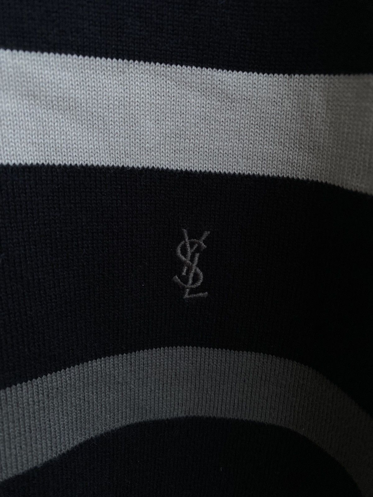 Yves Saint Laurent Black YSL Crewneck Striped Vintage Sweatshirt Size US L / EU 52-54 / 3 - 3 Thumbnail