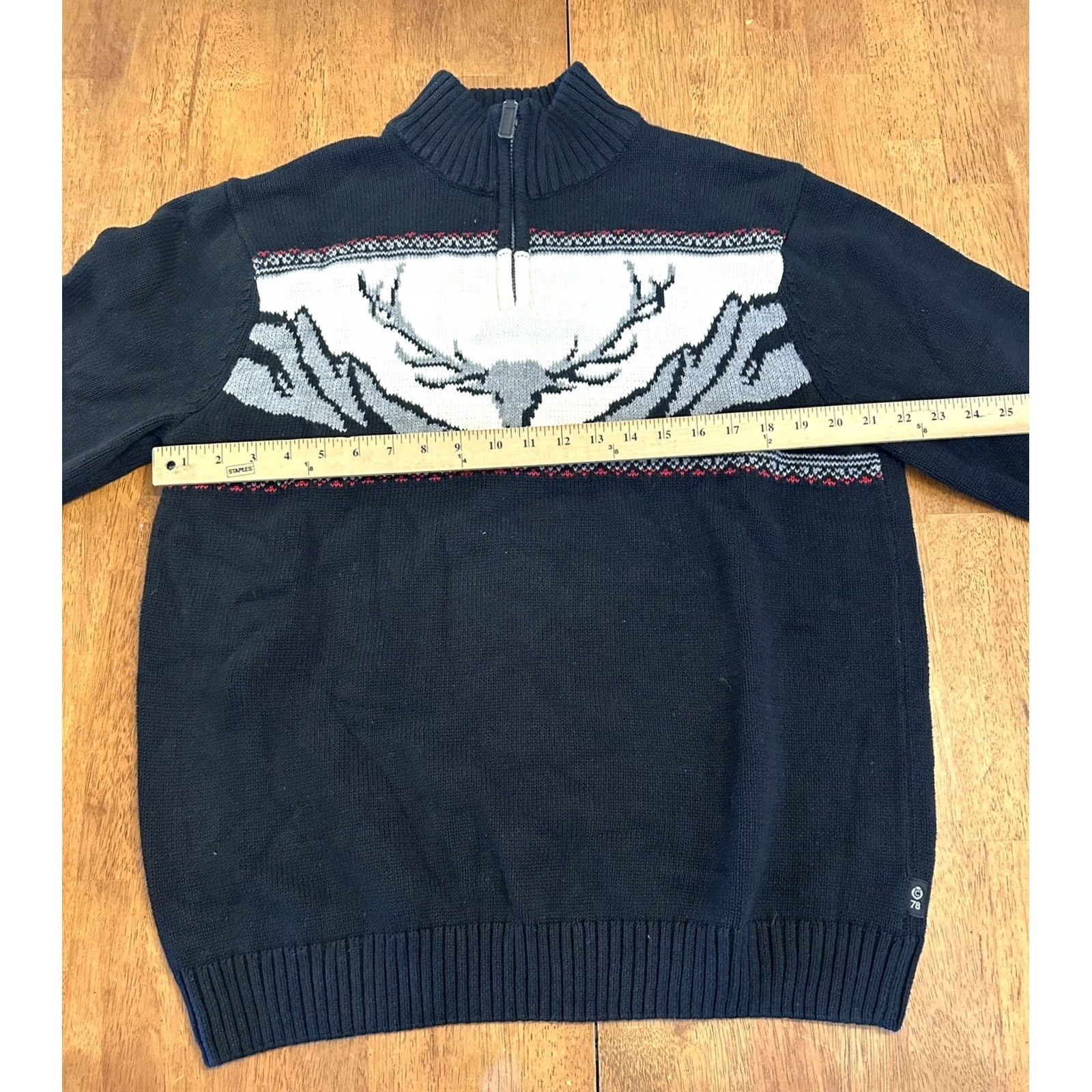 Chaps VINTAGE Chaps Ralph Lauren Deer Skull 1/4 Zip Knit Sweater XL Mens Black Cotton Pullover Size US XL / EU 56 / 4 - 6 Thumbnail