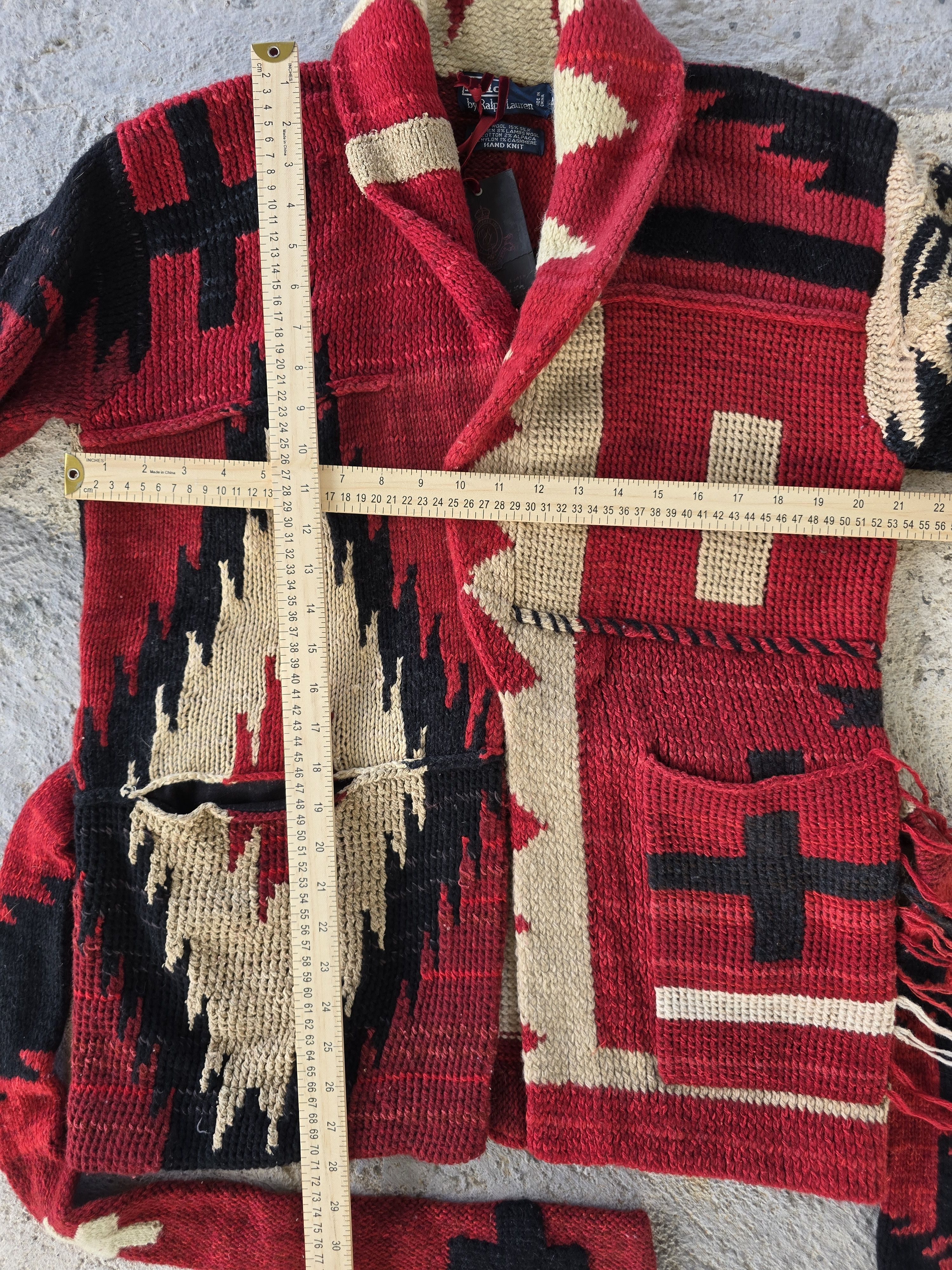 Polo Ralph Lauren NWT Native American Pattern Wool Cashmere Knit Gown Cardigan Size US M / EU 48-50 / 2 - 4 Thumbnail