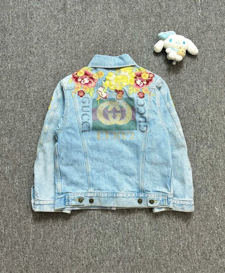 Gucci Blue Floral Embroidered Denim Jacket-2506 Size US M / EU 48-50 / 2 - 3 Thumbnail