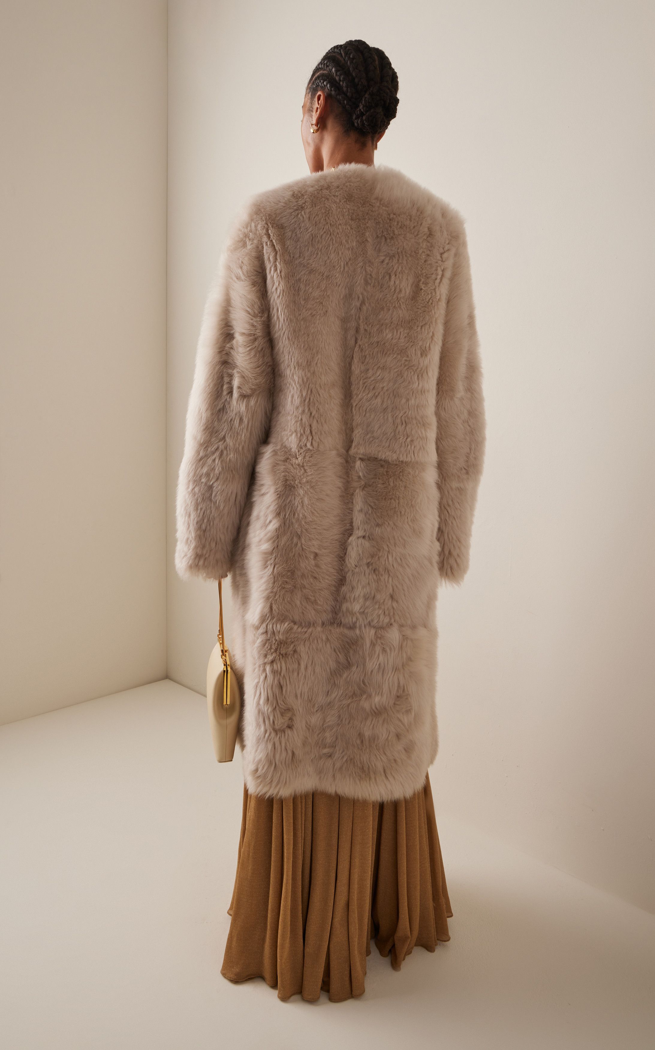 Zimmermann oc11z0325 Luminosity Shearling Coat in Light Beige Size M / US 6-8 / IT 42-44 - 3 Thumbnail