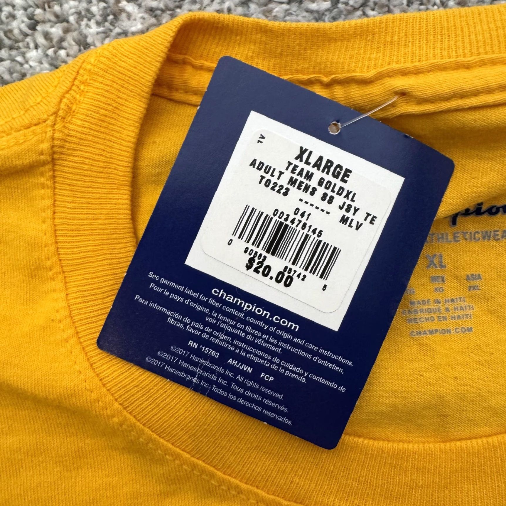 Champion Champion Shirt Mens XL Team Gold Yellow Classic Tee Athletic 100% Cotton New Size US XL / EU 56 / 4 - 4 Thumbnail