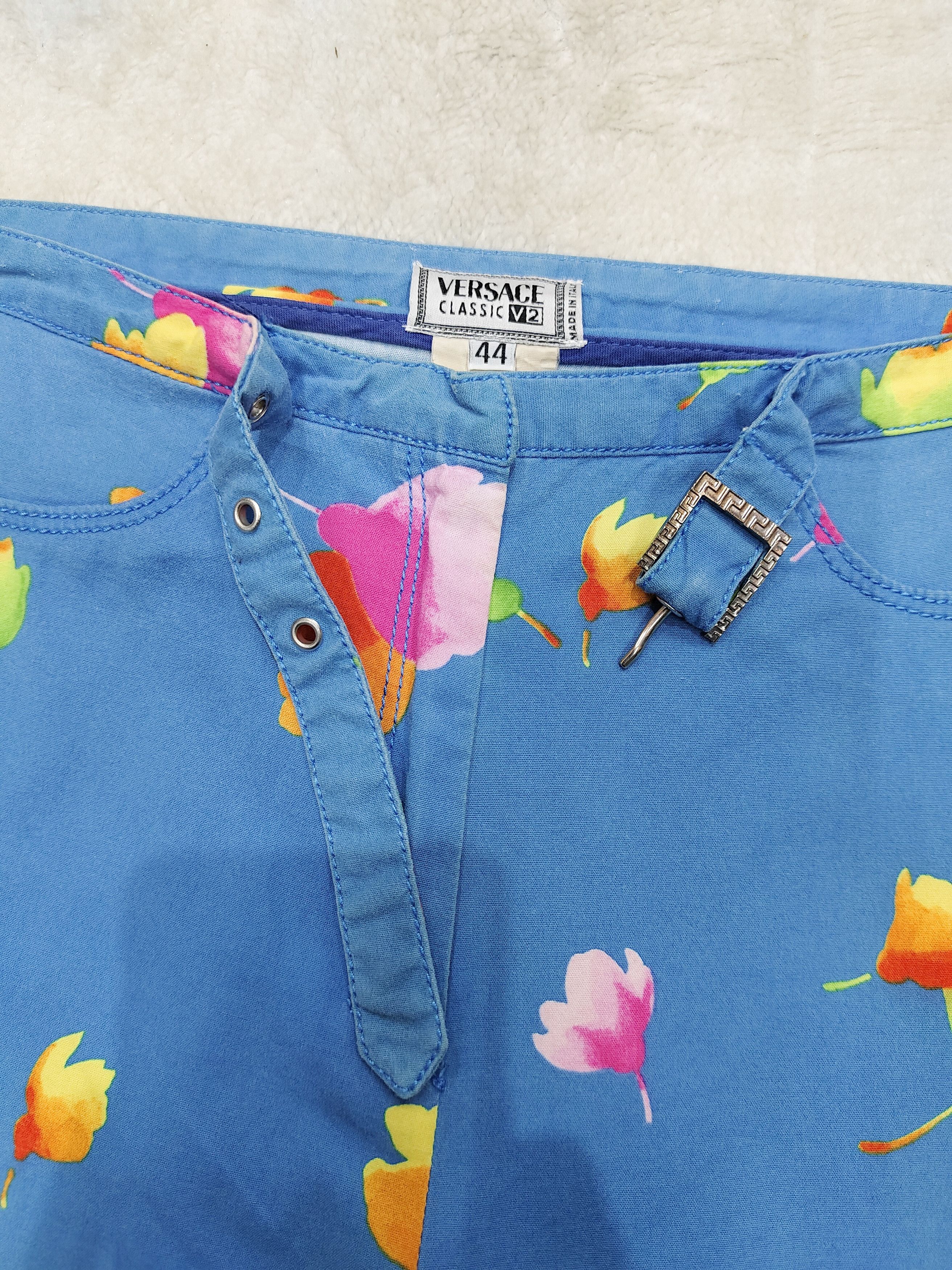 Versace 90s Versace- Classic V2 Greek Belt Y2K Florals Pants Size 30" / US 8 / IT 44 - 6 Thumbnail