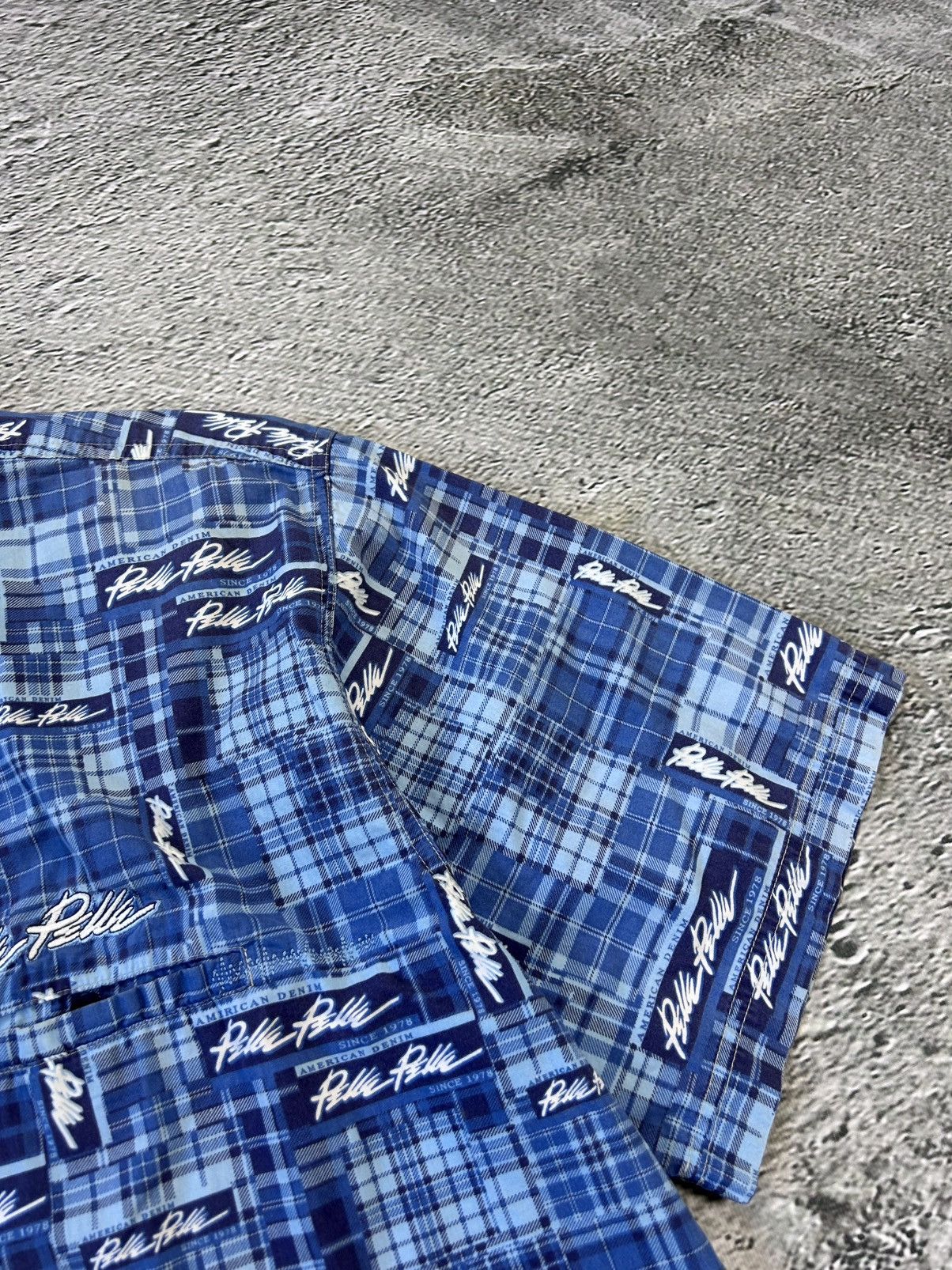 Marc Buchanan × Pelle Pelle × Vintage Pelle Pelle shirt vintagr full print button up blue Size US L / EU 52-54 / 3 - 7 Thumbnail