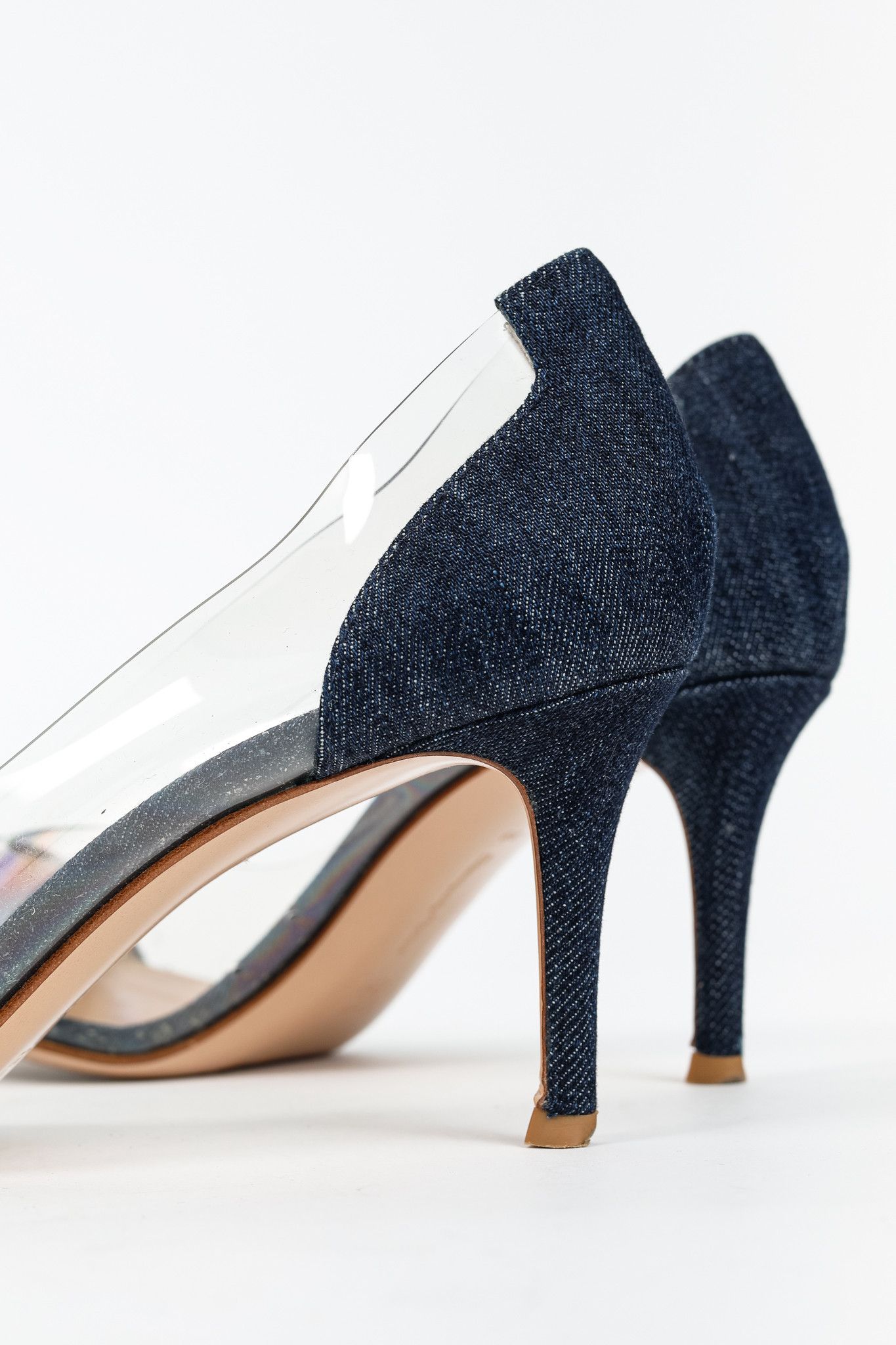 Gianvito Rossi Gianvito Rossi Plexi 70 Denim & Patent Leopard Heels Size US 8.5 / IT 38.5 - 8 Thumbnail