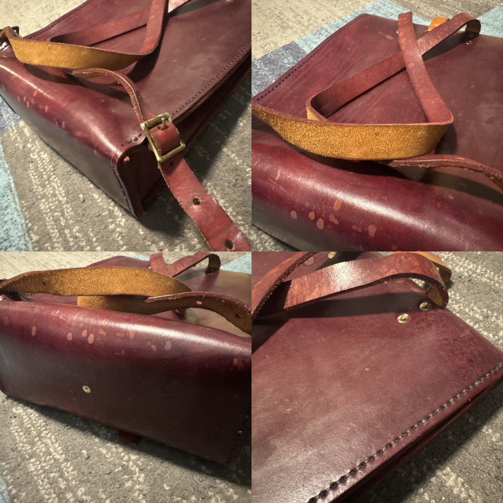 Vintage VINTAGE GENUINE MIFLAND LEATHER BAG BACKPACK US MADE W/ STRAP Burgundy Unisex Adults Large Backpack USA Theme 90s? Size ONE SIZE - 10 Thumbnail