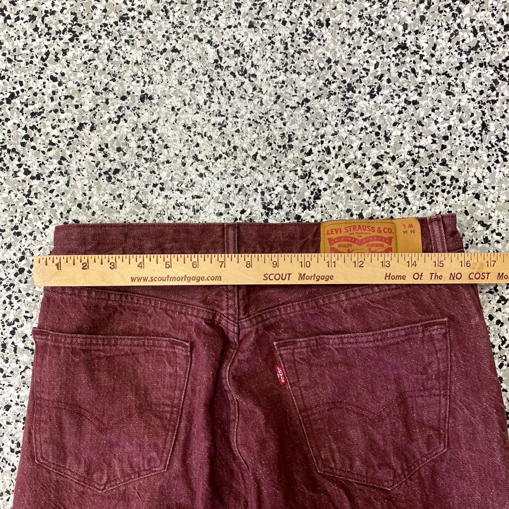 Levi's VINTAGE Levi's 501 Jeans Button Fly 34x34 Measure 32x27 White Oak Cone Red Denim Mens Jeans Regular 5-Pocket Denim Cotton Mens Red Jeans Size US 32 / EU 48 - 5 Thumbnail