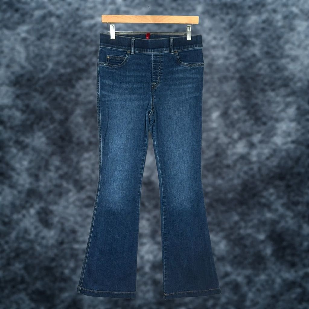 Spanx Spanx Jeans Women High Rise Slim Flared Flare Pull On 30X31 Denim Blue Stretch Cotton Blend Pockets Elastic Waist Medium M IT Size 30" / US 8 / IT 44 - 1 Thumbnail