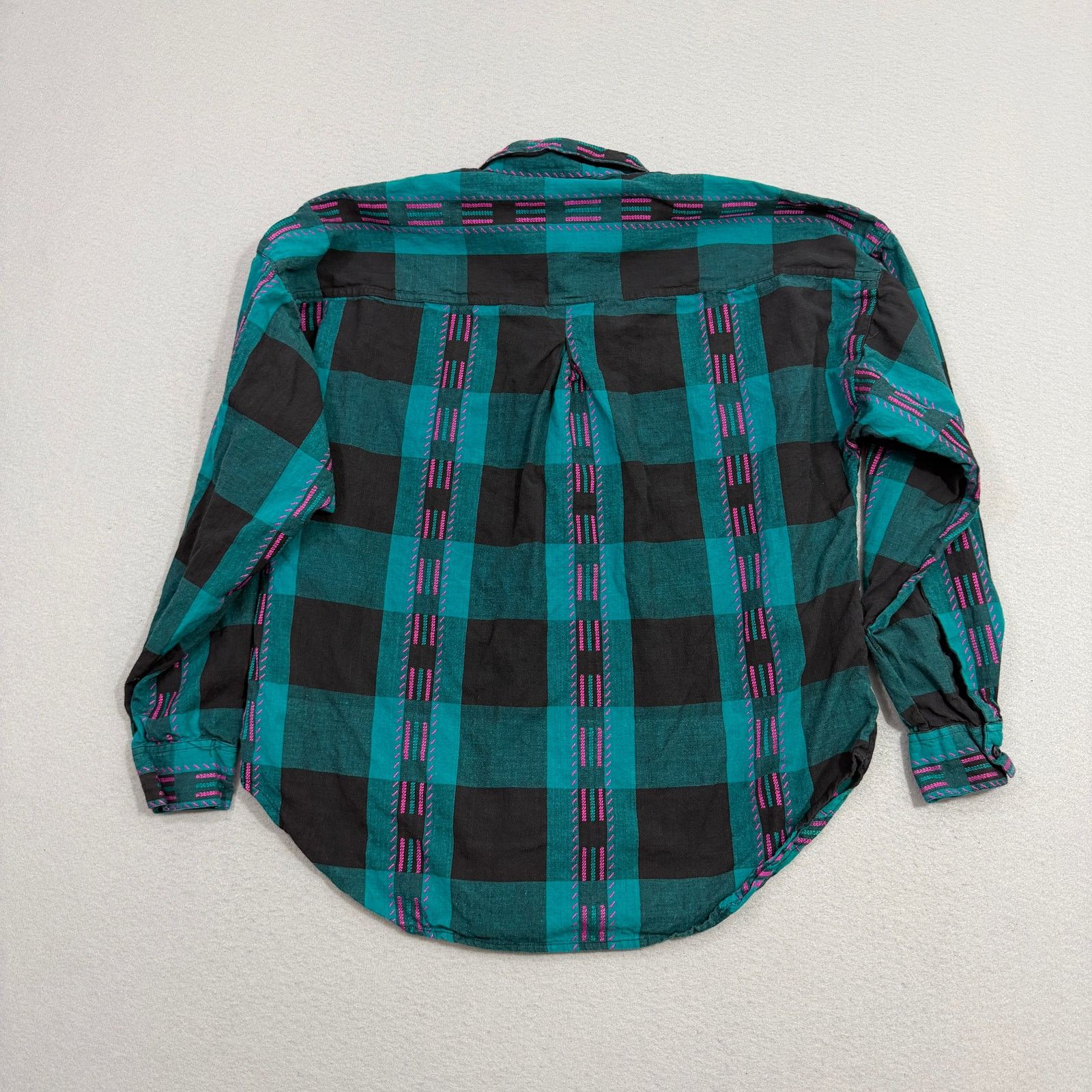 Vintage Vintage Honors Button Up Shirt Size Medium Teal Pink Plaid Size M / US 6-8 / IT 42-44 - 6 Thumbnail