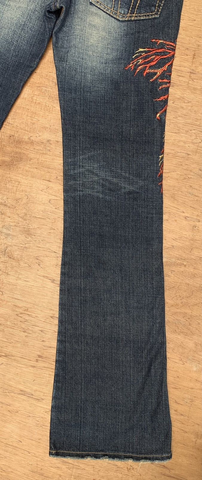 Japanese Brand Rare Sword Jean 44 Peace Embroidered Flare Denim Pants Size US 29 - 13 Thumbnail