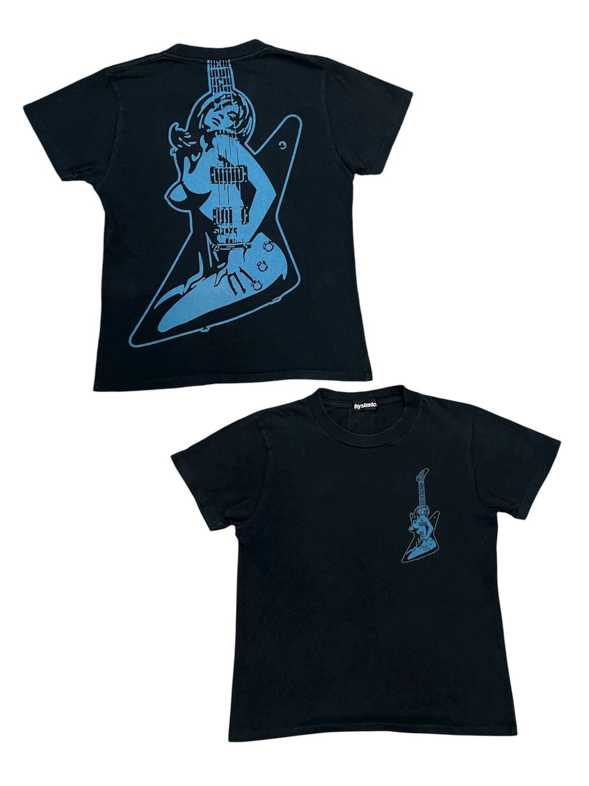 90s HYSTERIC GLAMOUR NAKED GIRL GUITAR TEES BIG PRINT