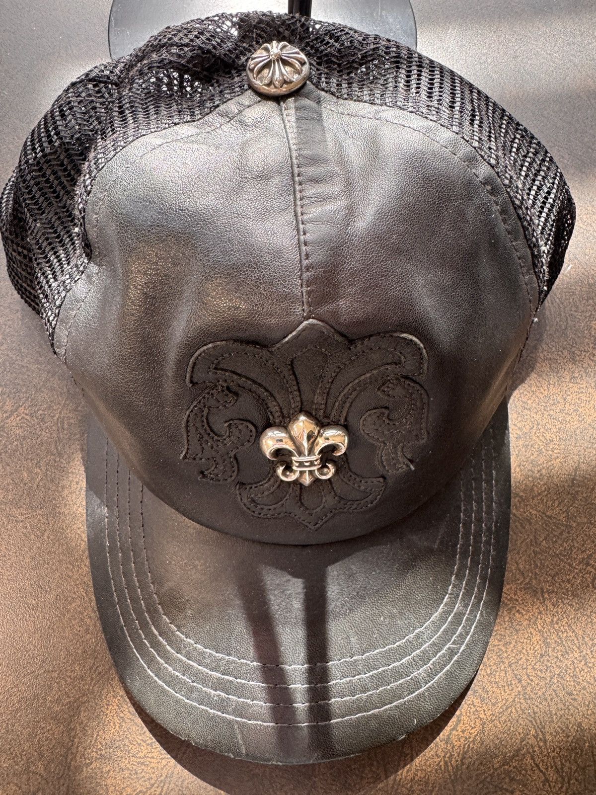 Chrome Hearts Chrome Hearts leather & mesh baseball hat Size ONE SIZE - 18 Thumbnail
