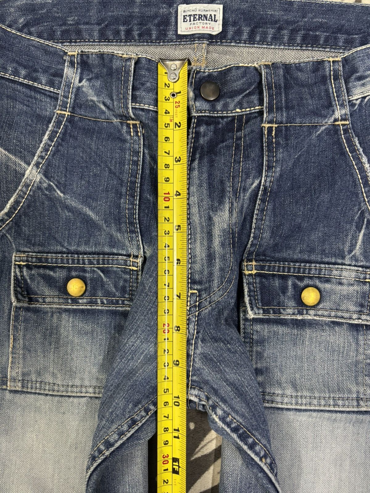 Japanese Brand Vintage 90s Eternal Union Made Cracked Wash Bush Denim Pants Size US 31 - 17 Thumbnail