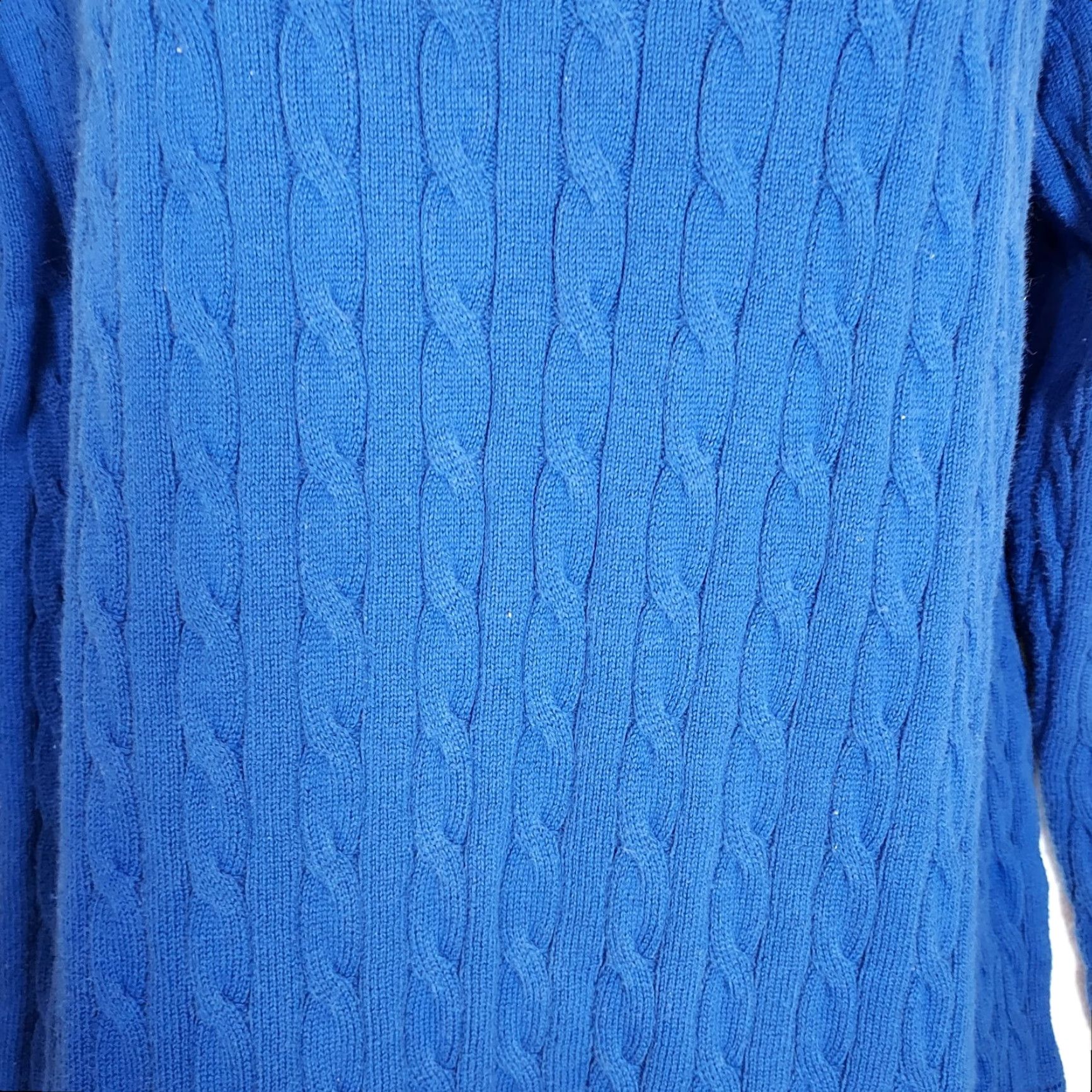 Lands' End Lands' End Sweater Blue Cable-Knit Long Sleeve Shirt Womens Size L Farm Credit Logo Embroidered Pullover Casual Knit Cotton Blend Regular Size L / US 10 / IT 46 - 2 Thumbnail